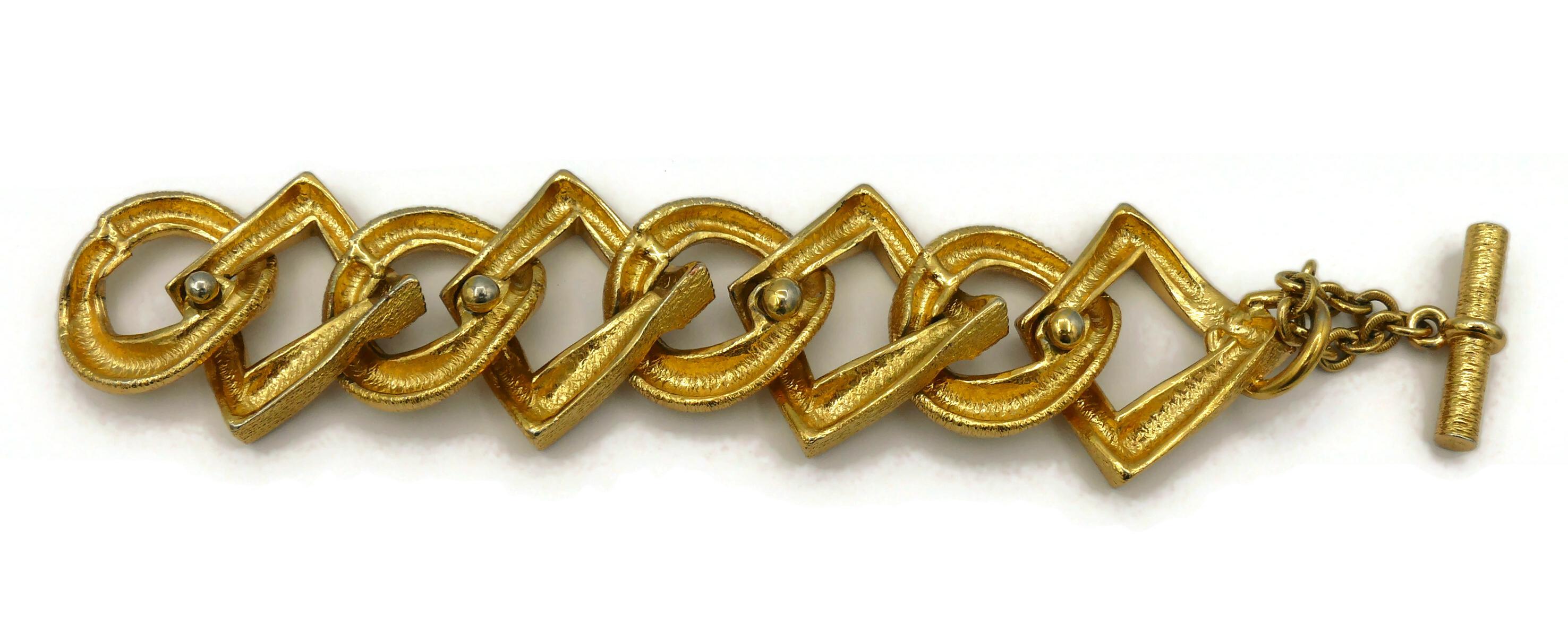 YVES SAINT LAURENT Vintage Gold Tone Link Bracelet For Sale 9