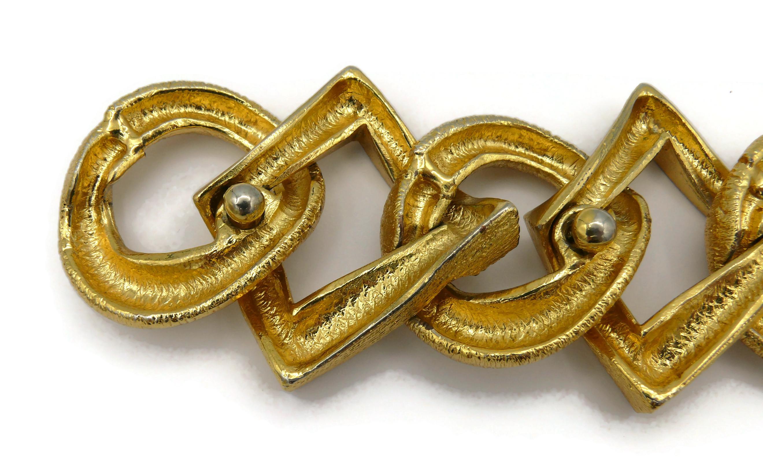 YVES SAINT LAURENT Vintage Gold Tone Link Bracelet For Sale 10