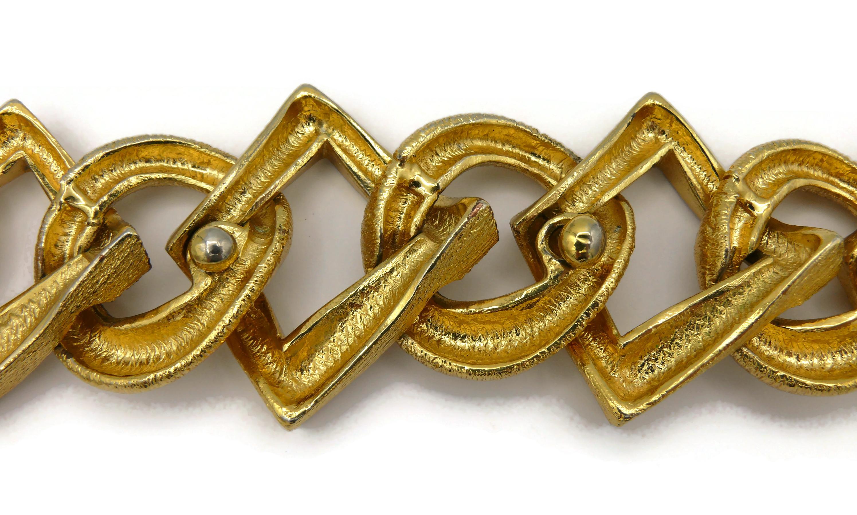 YVES SAINT LAURENT Vintage Gold Tone Link Bracelet For Sale 11