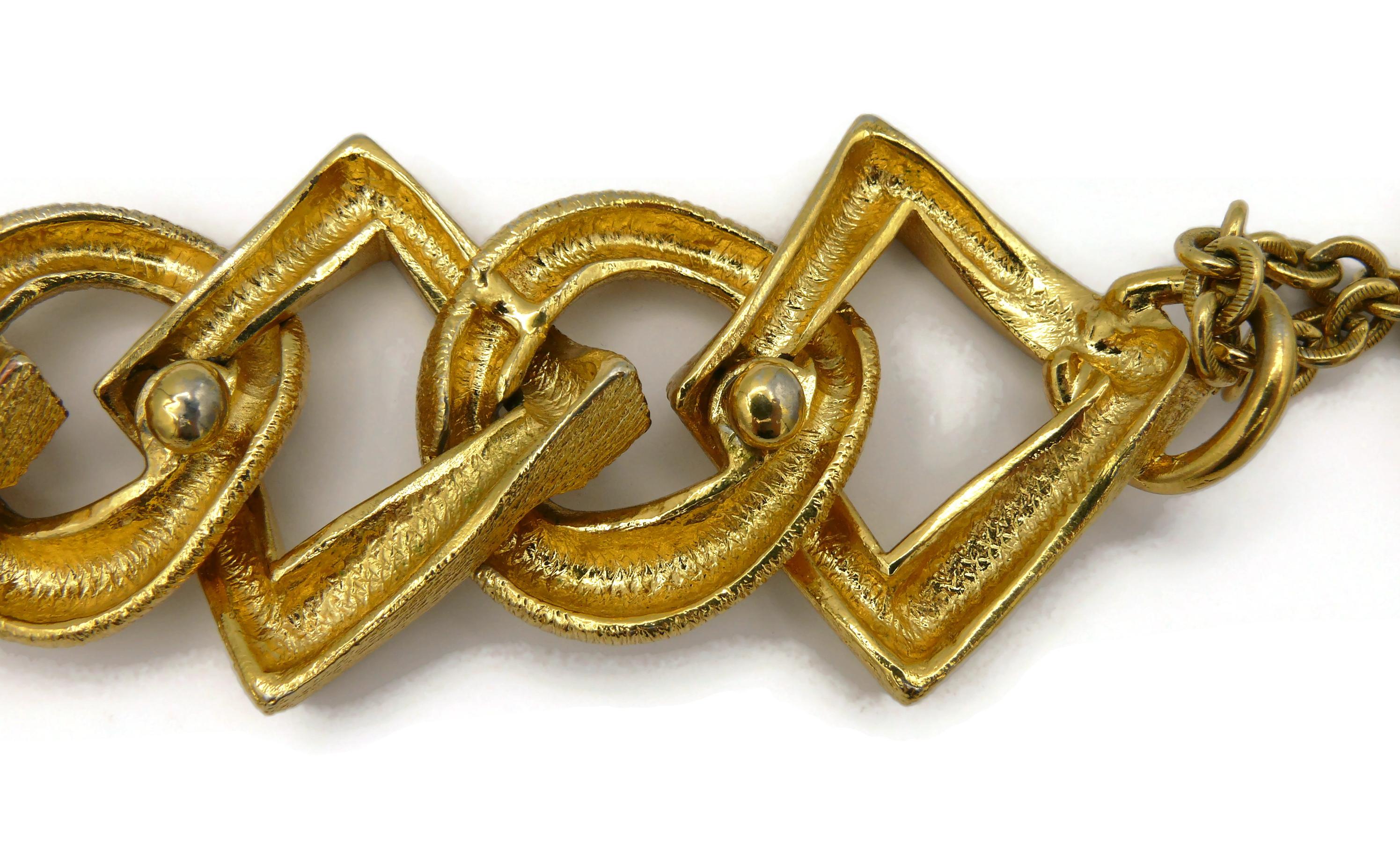 YVES SAINT LAURENT Vintage Gold Tone Link Bracelet For Sale 12