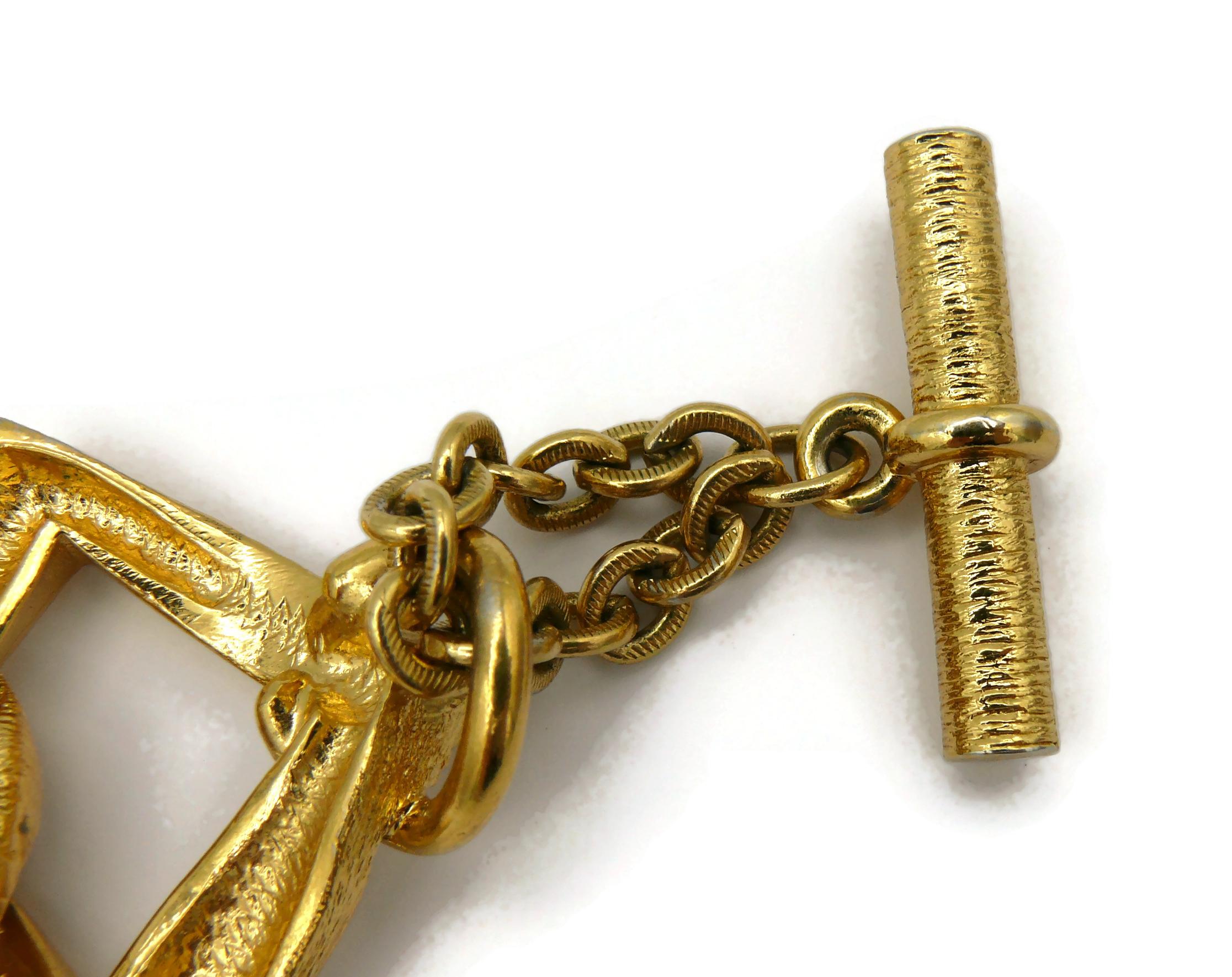 YVES SAINT LAURENT Vintage Gold Tone Link Bracelet For Sale 13