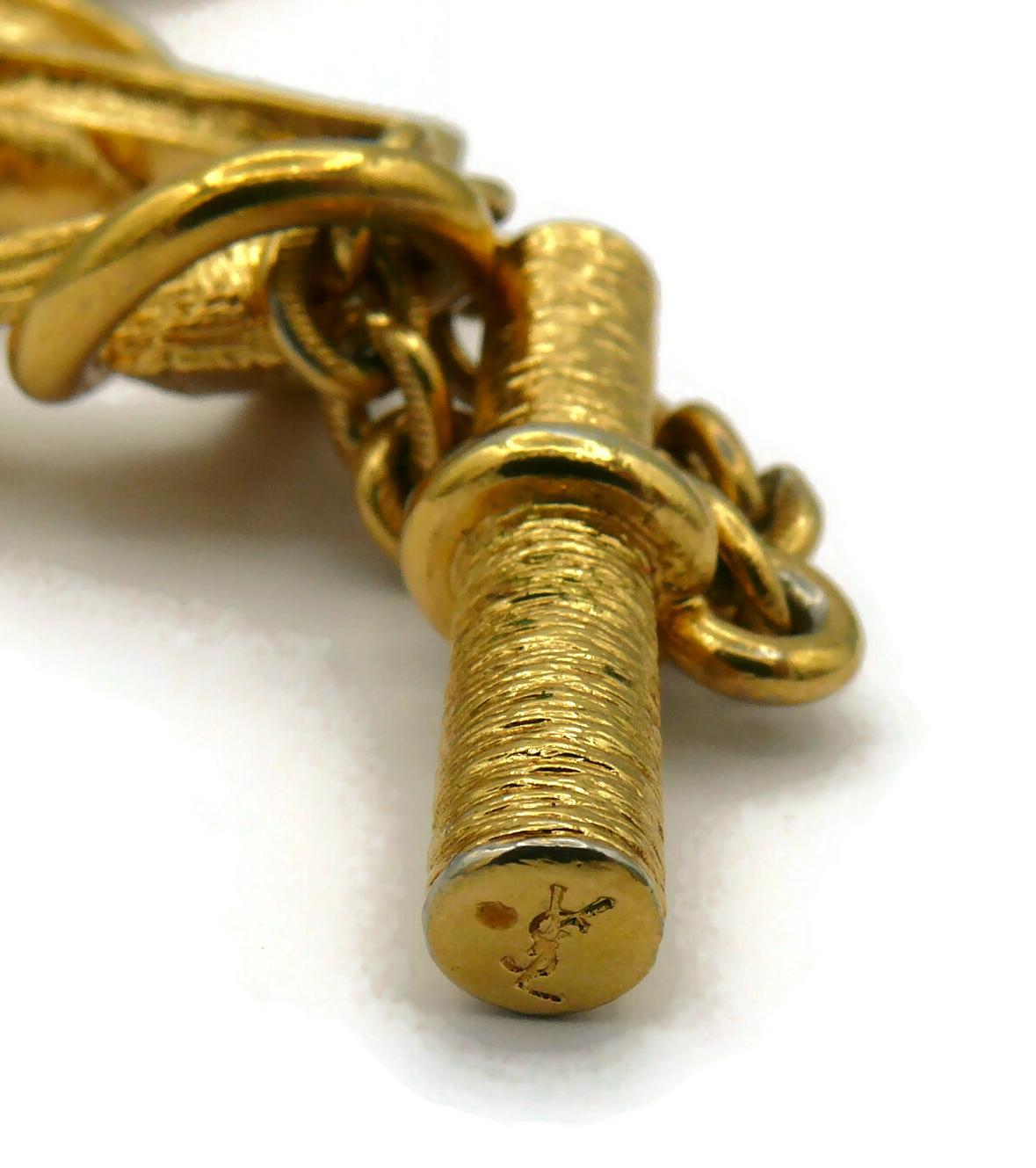 YVES SAINT LAURENT Vintage Gold Tone Link Bracelet For Sale 14