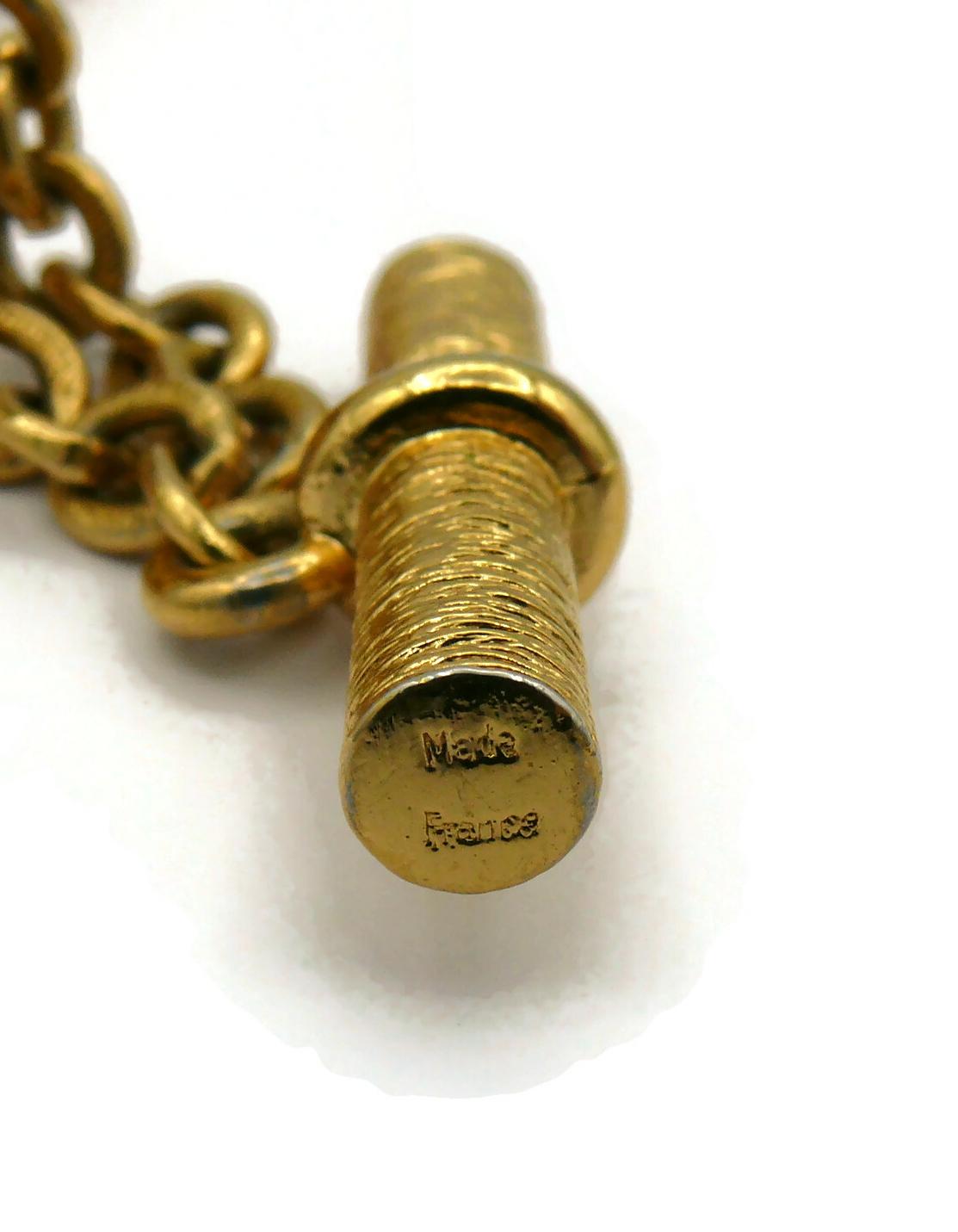 YVES SAINT LAURENT Vintage Gold Tone Link Bracelet For Sale 15