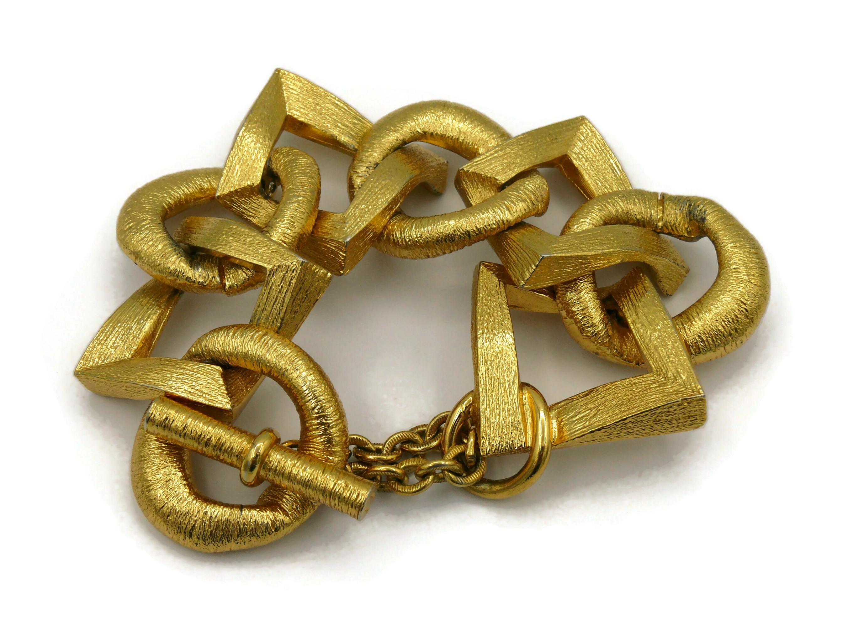 YVES SAINT LAURENT Vintage Gold Tone Link Bracelet For Sale 2