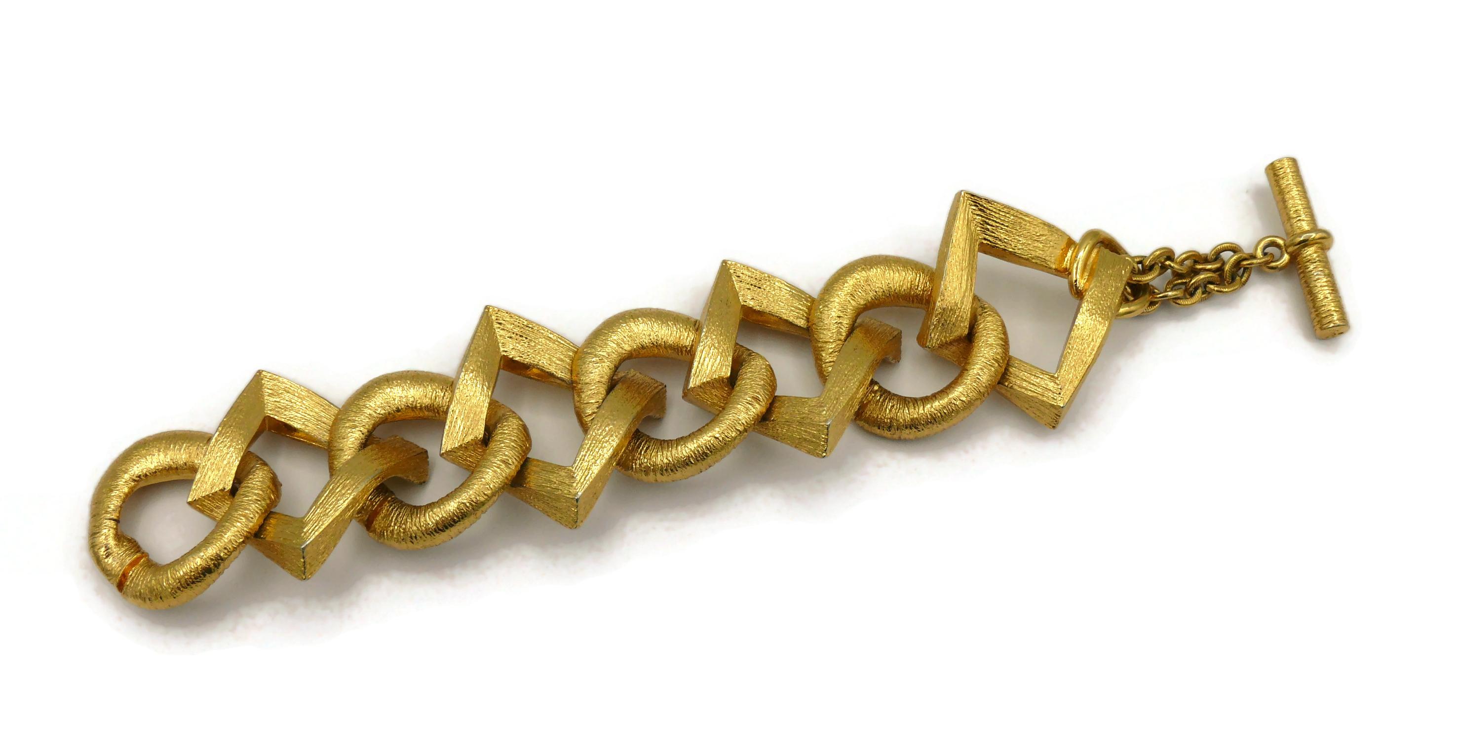 YVES SAINT LAURENT Vintage Gold Tone Link Bracelet For Sale 3