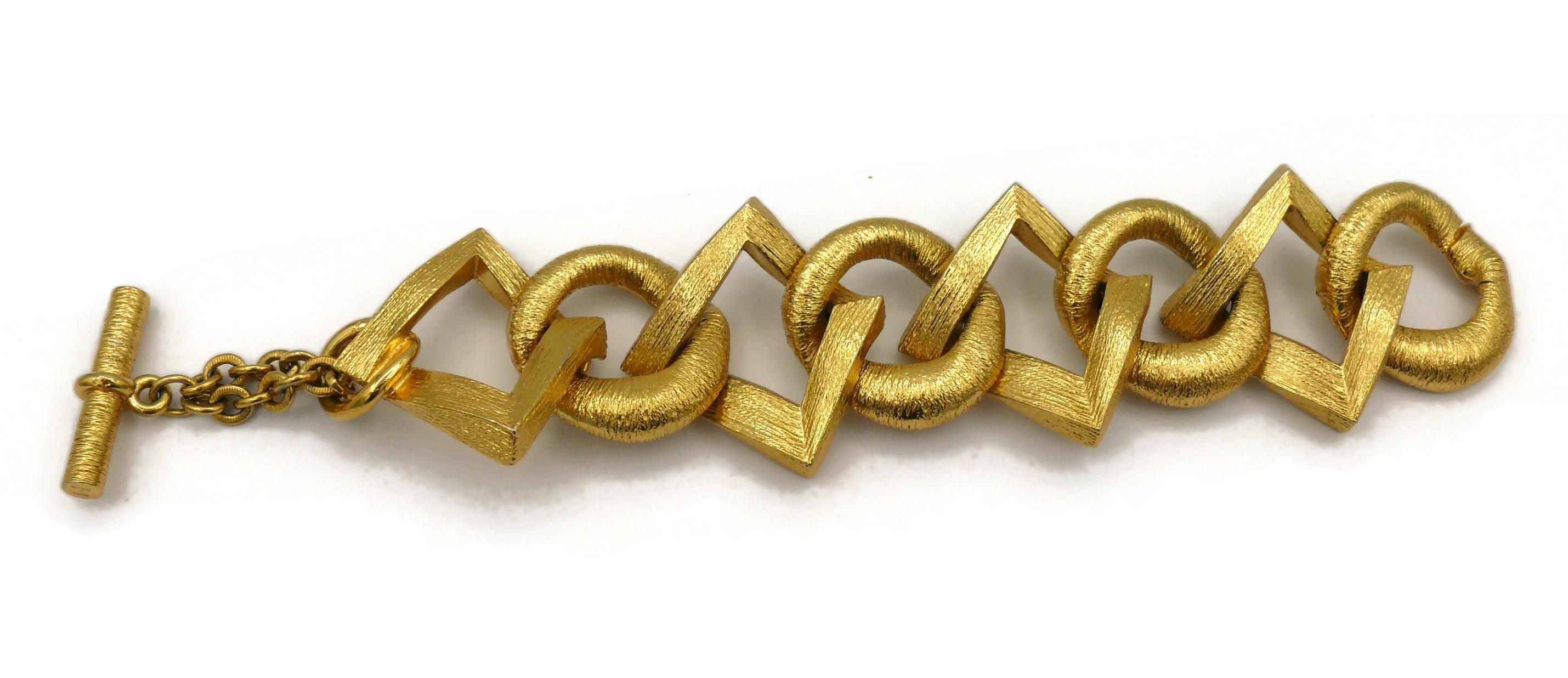 YVES SAINT LAURENT Vintage Gold Tone Link Bracelet For Sale 4