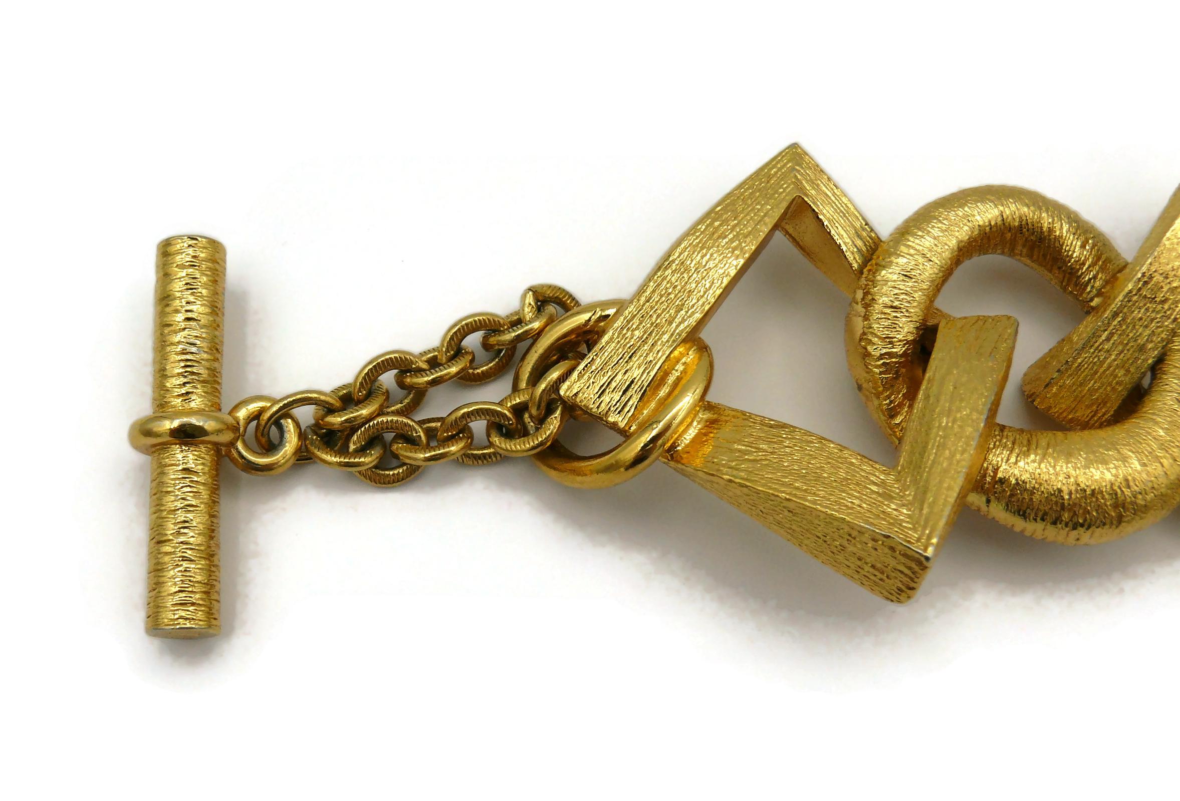 YVES SAINT LAURENT Vintage Gold Tone Link Bracelet For Sale 5