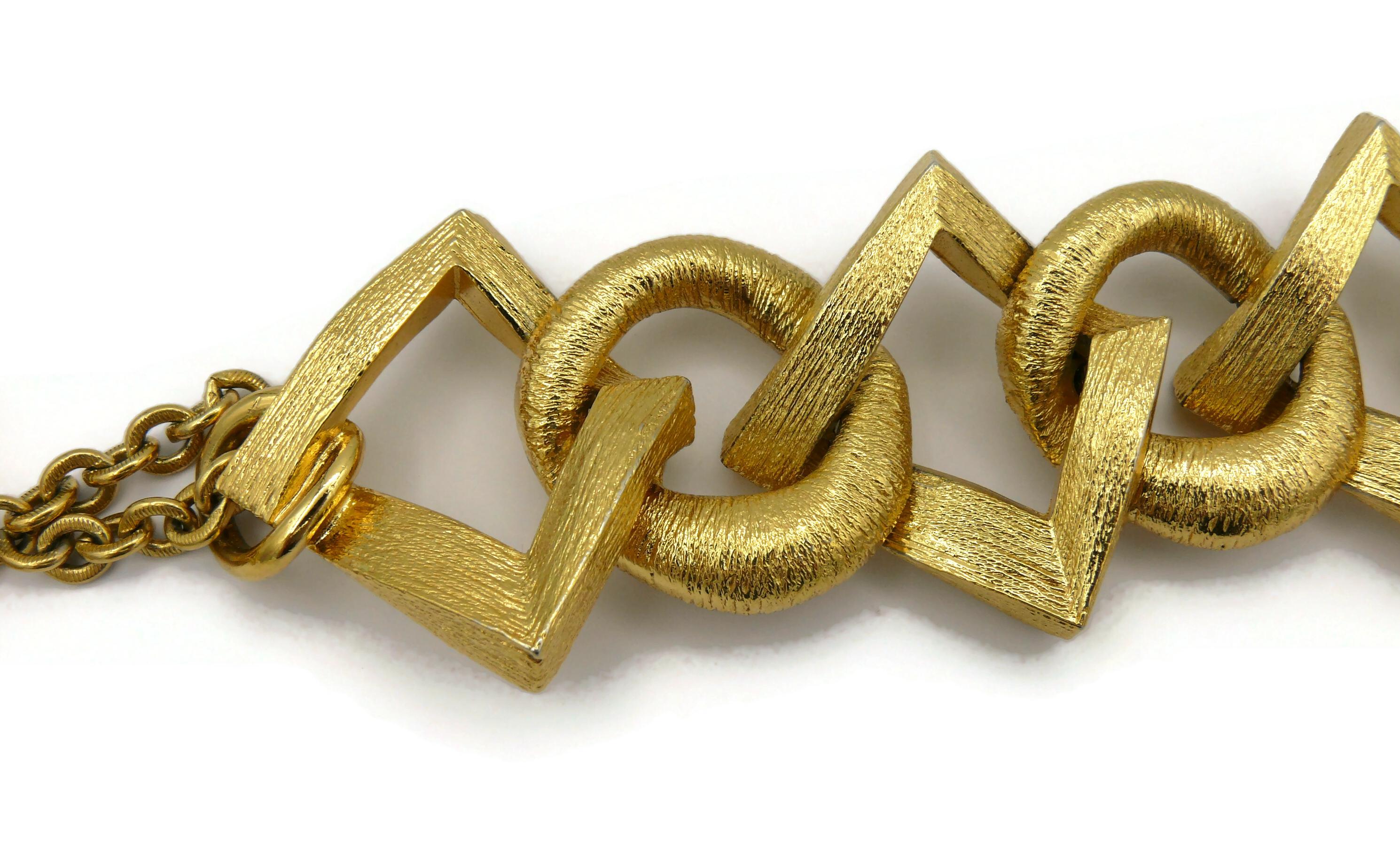 YVES SAINT LAURENT Vintage Gold Tone Link Bracelet For Sale 6