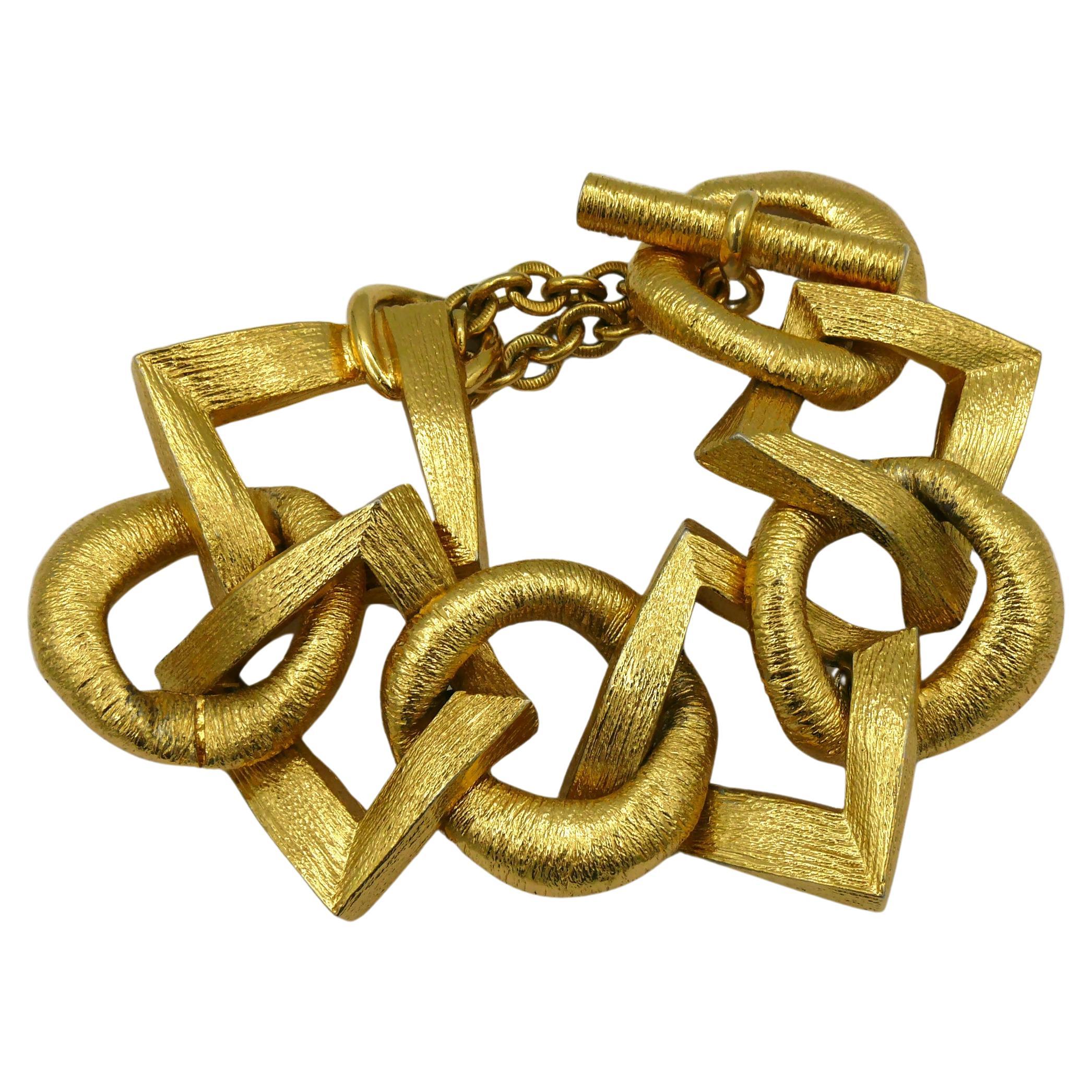 YVES SAINT LAURENT Vintage Gold Tone Link Bracelet For Sale