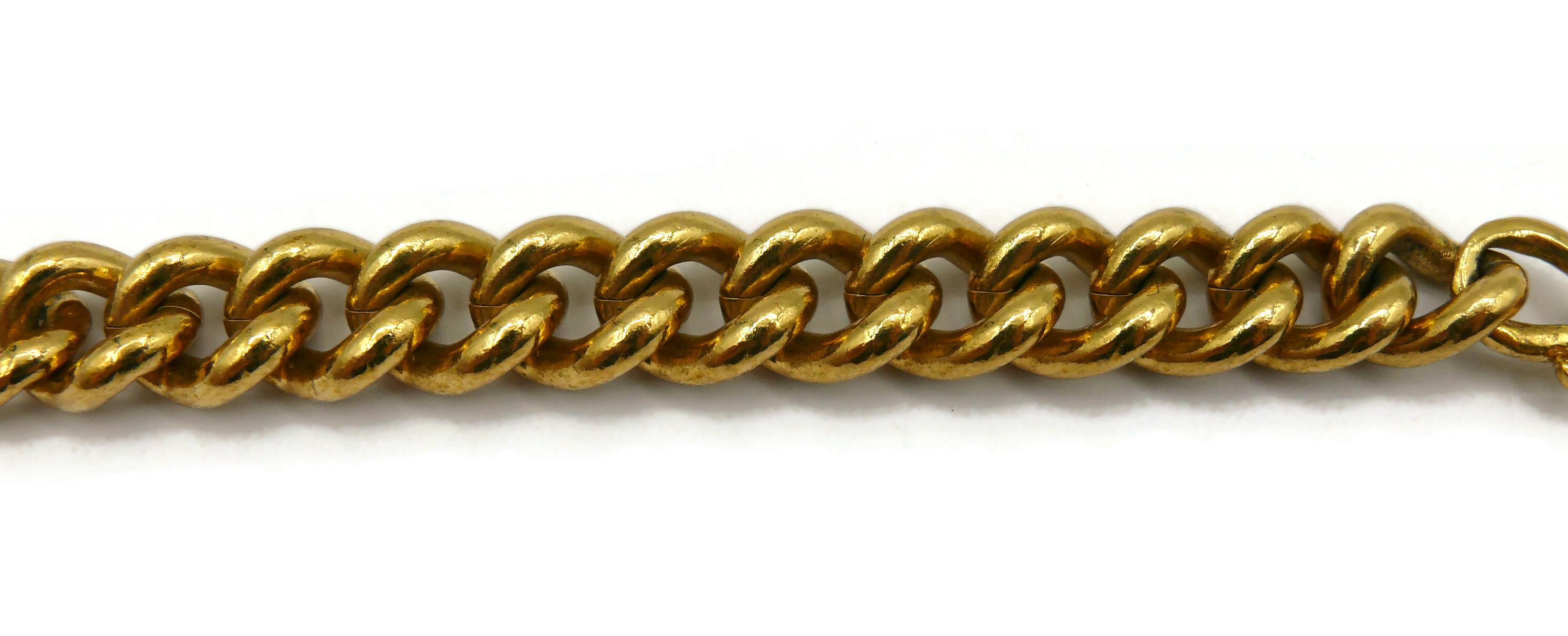 YVES SAINT LAURENT Vintage Gold Tone Mythological Creature Medallion Necklace For Sale 1