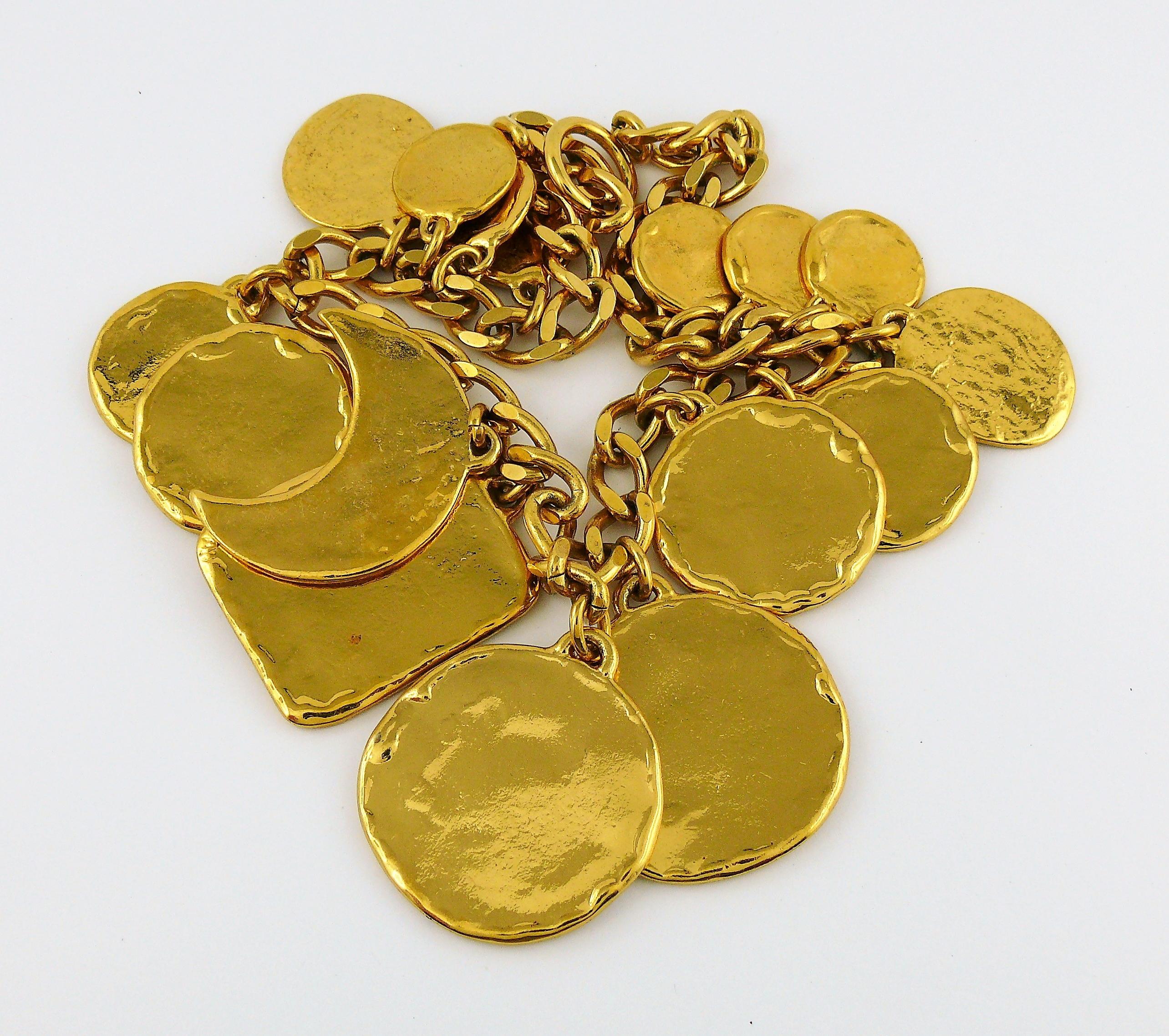 Yves Saint Laurent Vintage Gold Toned Iconic Multi Charm Necklace 3