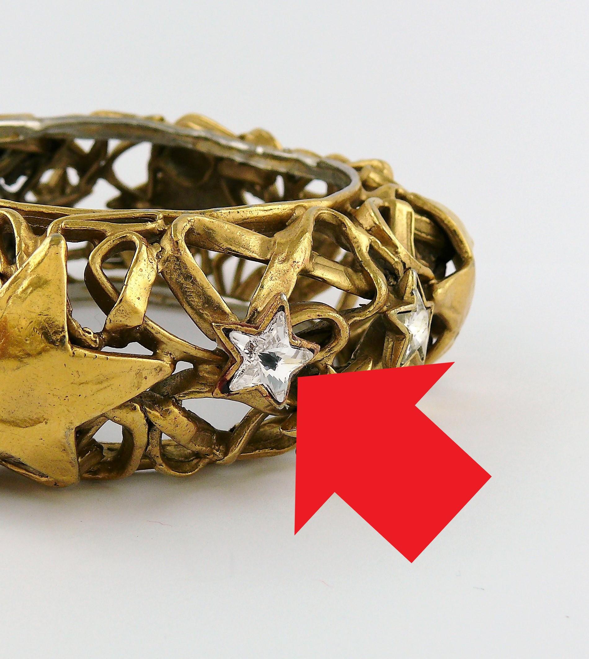 Yves Saint Laurent Vintage Gold Toned Stars Cuff Bracelet For Sale 5
