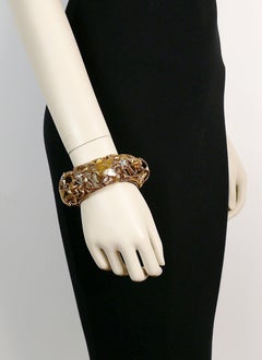 Yves Saint Laurent Vintage Gold Toned Stars Cuff Bracelet