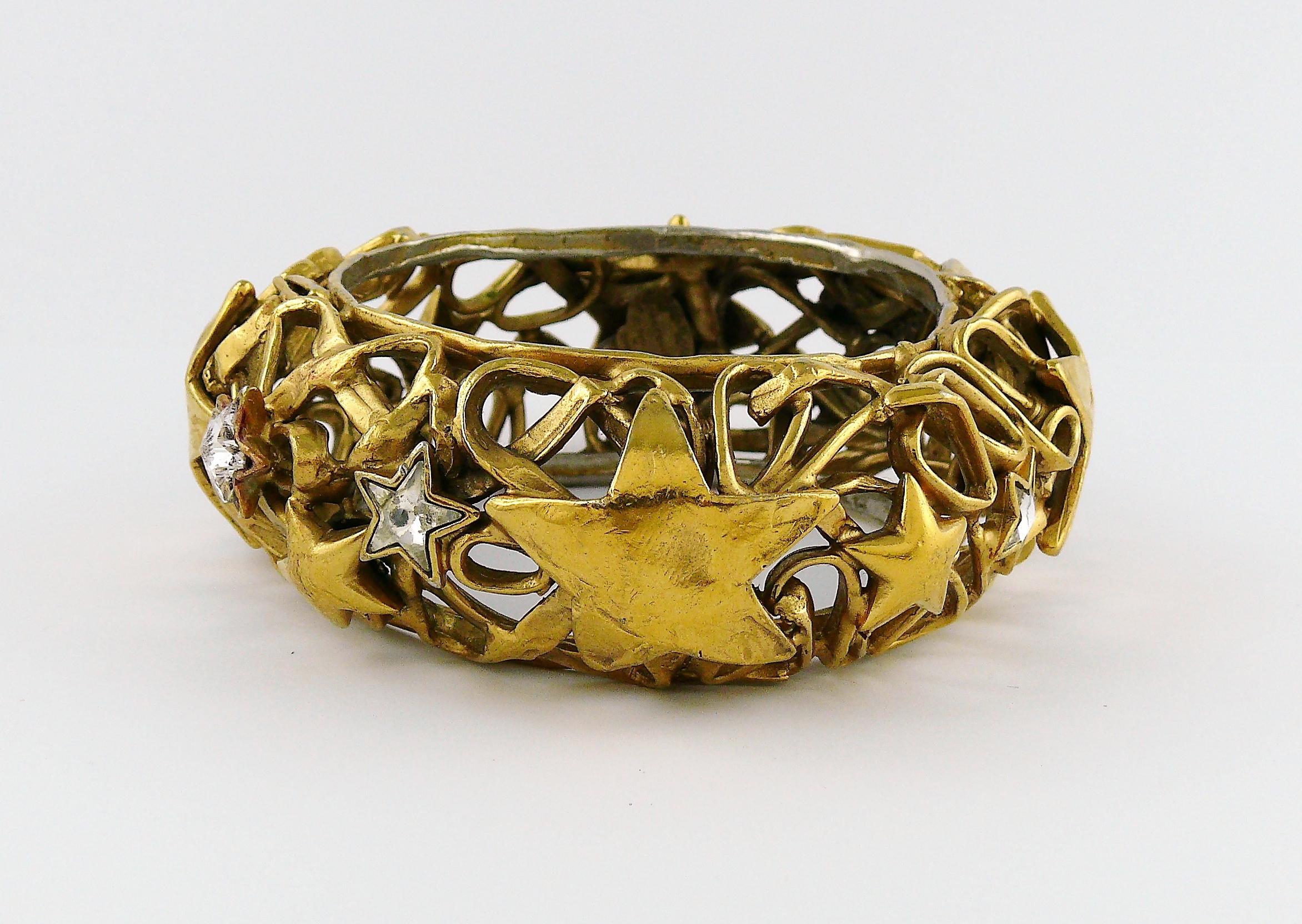 Yves Saint Laurent Vintage Gold Toned Stars Cuff Bracelet For Sale 1
