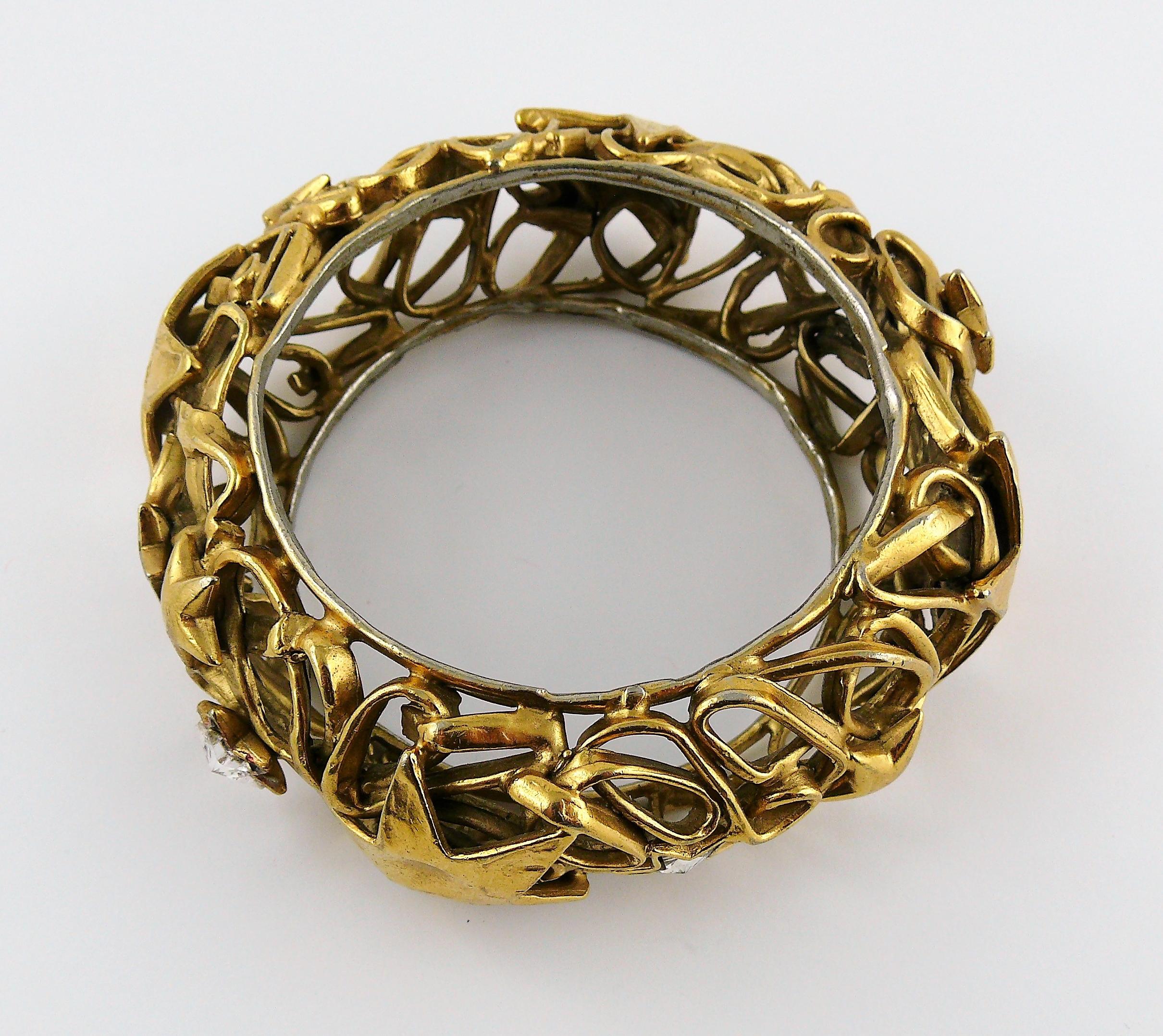 Yves Saint Laurent Vintage Gold Toned Stars Cuff Bracelet For Sale 3
