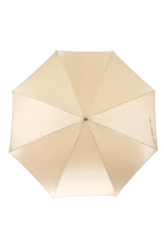 Yves Saint Laurent Vintage Gold Umbrella - Embossed 'YSL' Monogram Stripe Print