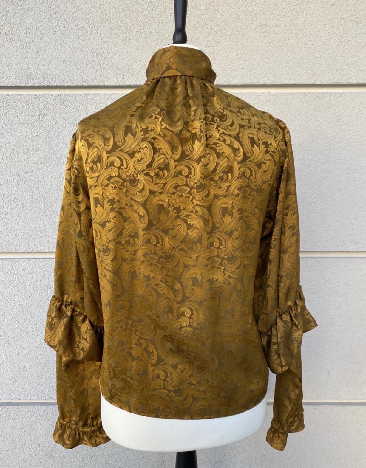 Women's or Men's Yves Saint Laurent vintage golden baroque Silk Shirt For Sale
