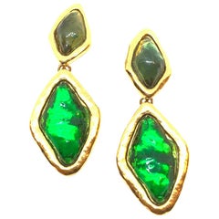 YVES SAINT LAURENT Vintage Green Clip-on Earrings