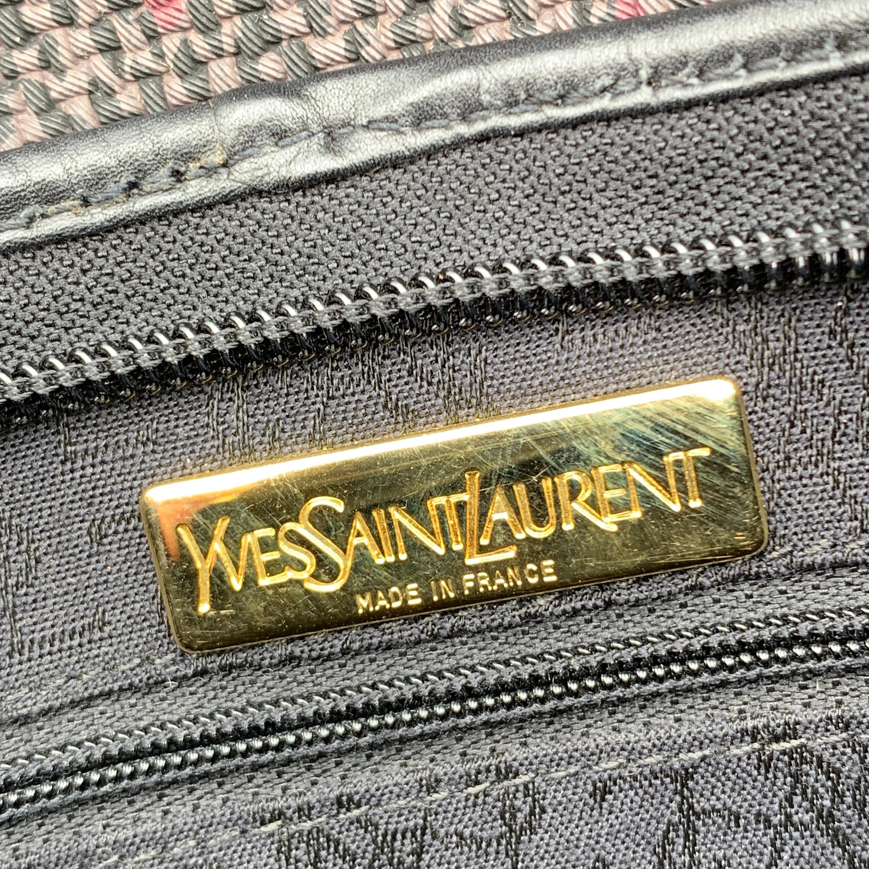 Yves Saint Laurent Vintage Grey BlackTextured Canvas Clutch Bag For Sale 2
