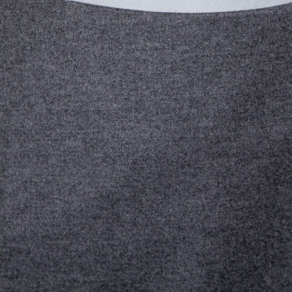 Gray Yves Saint Laurent Vintage Grey Wool & Cashmere Mini Faux Wrap Skirt S