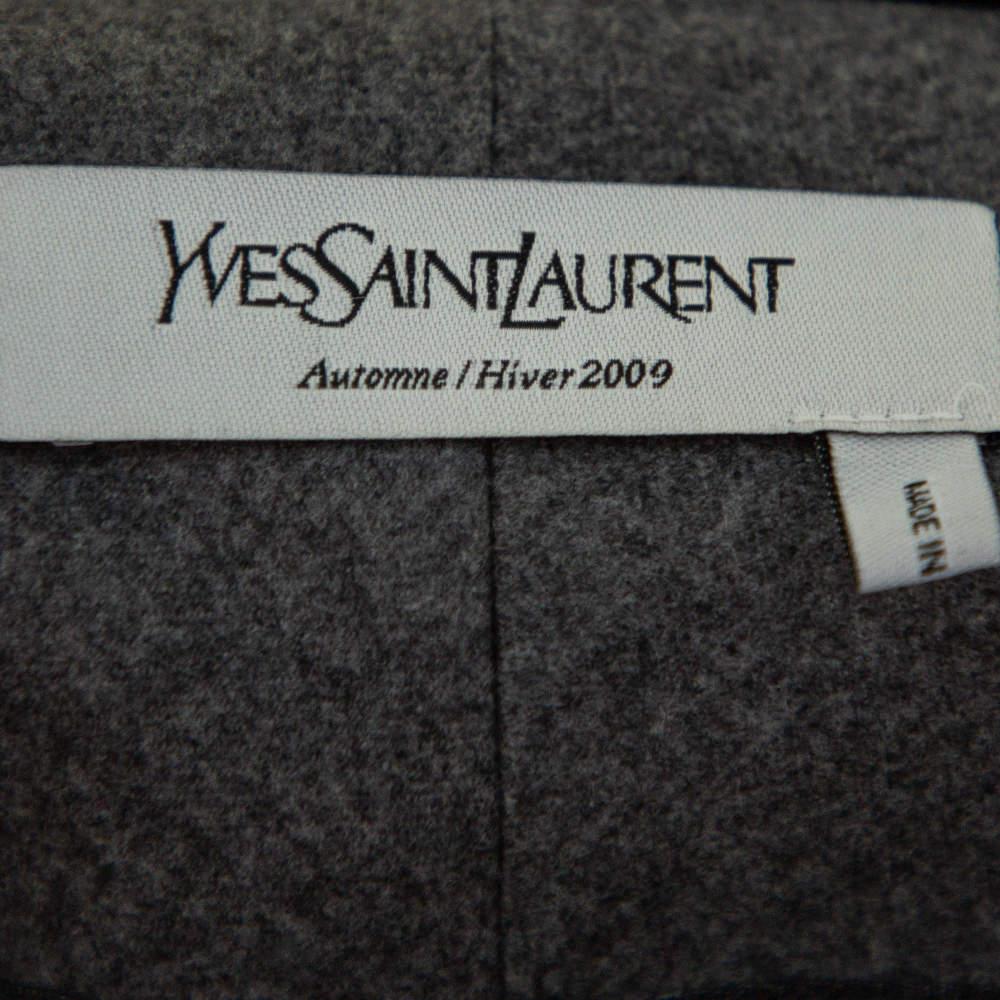 Yves Saint Laurent Vintage Grey Wool & Cashmere Mini Faux Wrap Skirt S In Good Condition In Dubai, Al Qouz 2