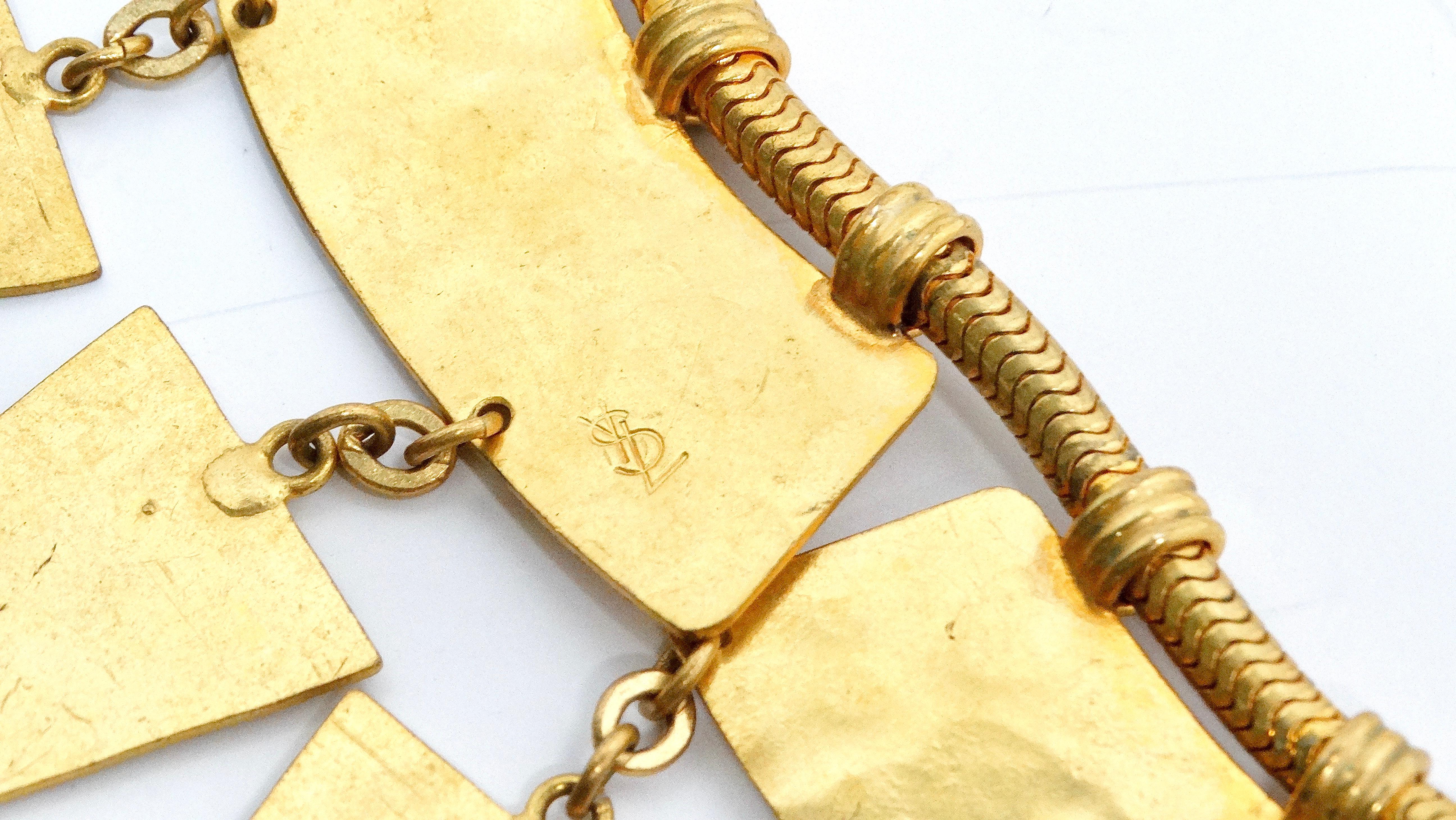 De las mujeres Yves Saint Laurent Collar geométrico de oro martillado vintage en venta