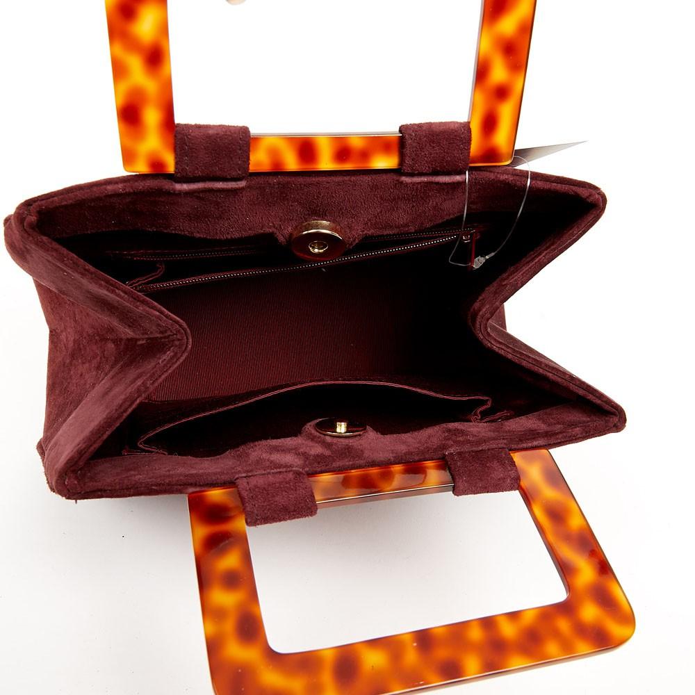 YVES SAINT LAURENT Vintage Handbag in Burgundy Suede Leather In Good Condition In Paris, FR