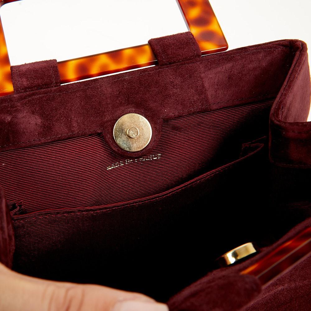 YVES SAINT LAURENT Vintage Handbag in Burgundy Suede Leather 1