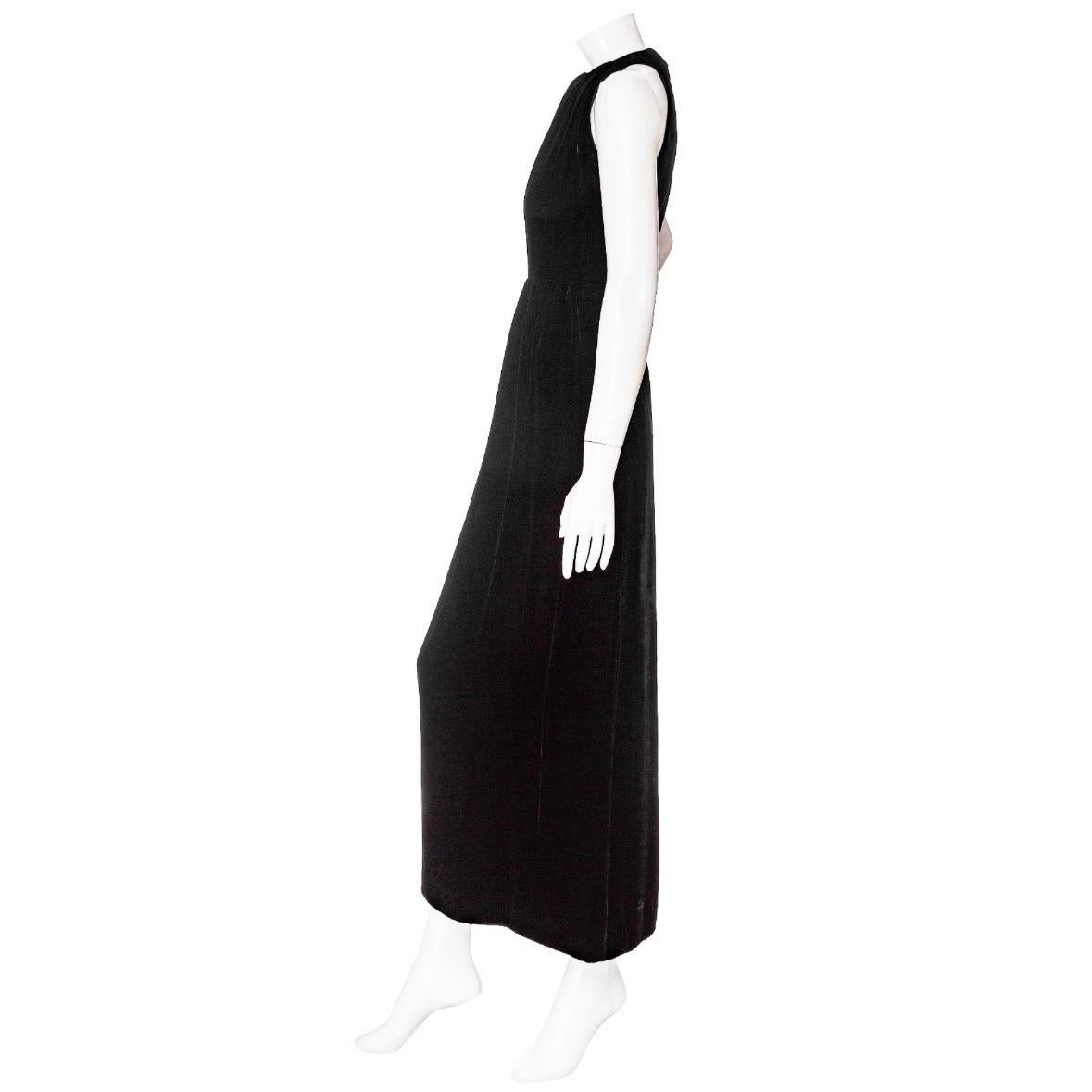 Yves Saint Laurent Vintage Haute Couture Black Velvet Halter Dress In Good Condition For Sale In Los Angeles, CA