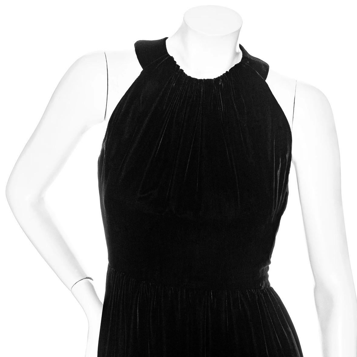 Yves Saint Laurent Vintage Haute Couture Black Velvet Halter Dress For Sale 1