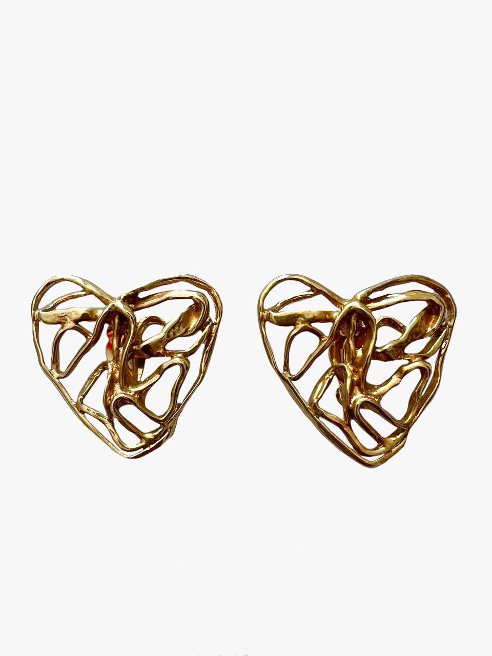 Romantic Yves Saint Laurent Vintage Heart Clip-On Earrings, 1980s For Sale