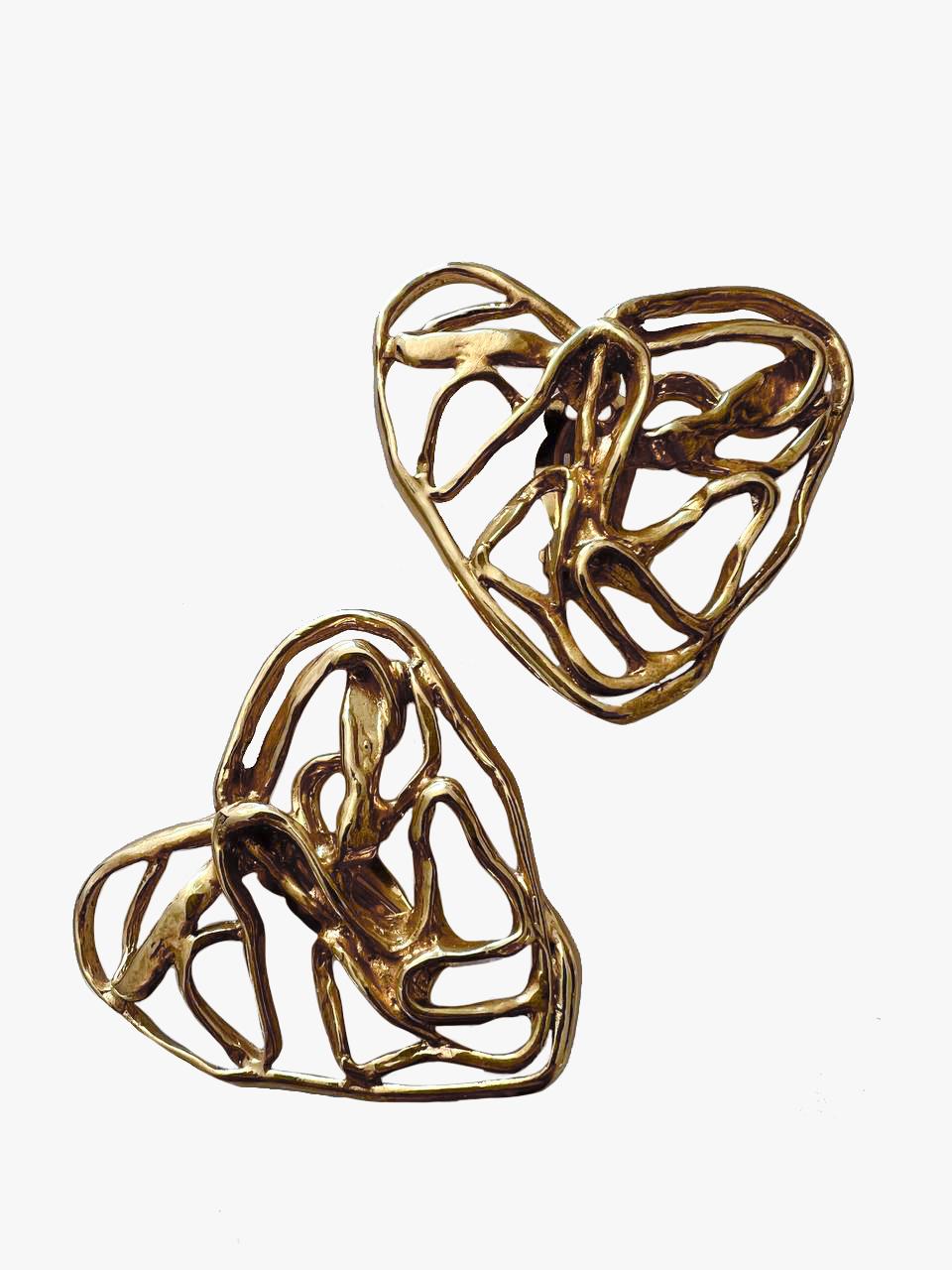 Yves Saint Laurent Vintage Heart Clip-On Earrings, 1980s In Good Condition For Sale In New York, NY