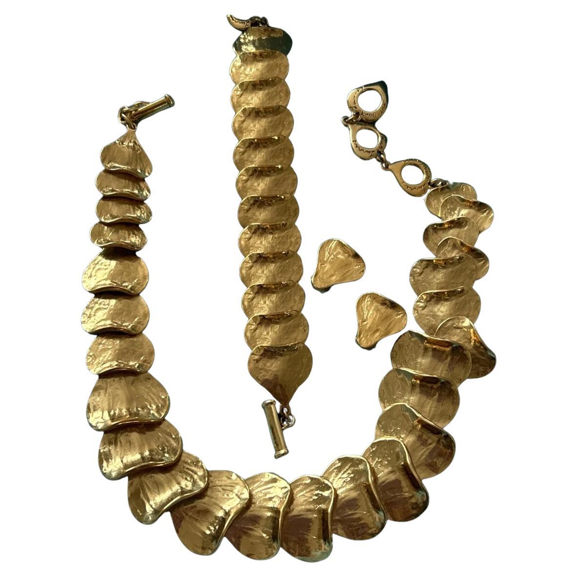 Yves Saint Laurent Vintage Heart Necklace And Bracelet For Sale