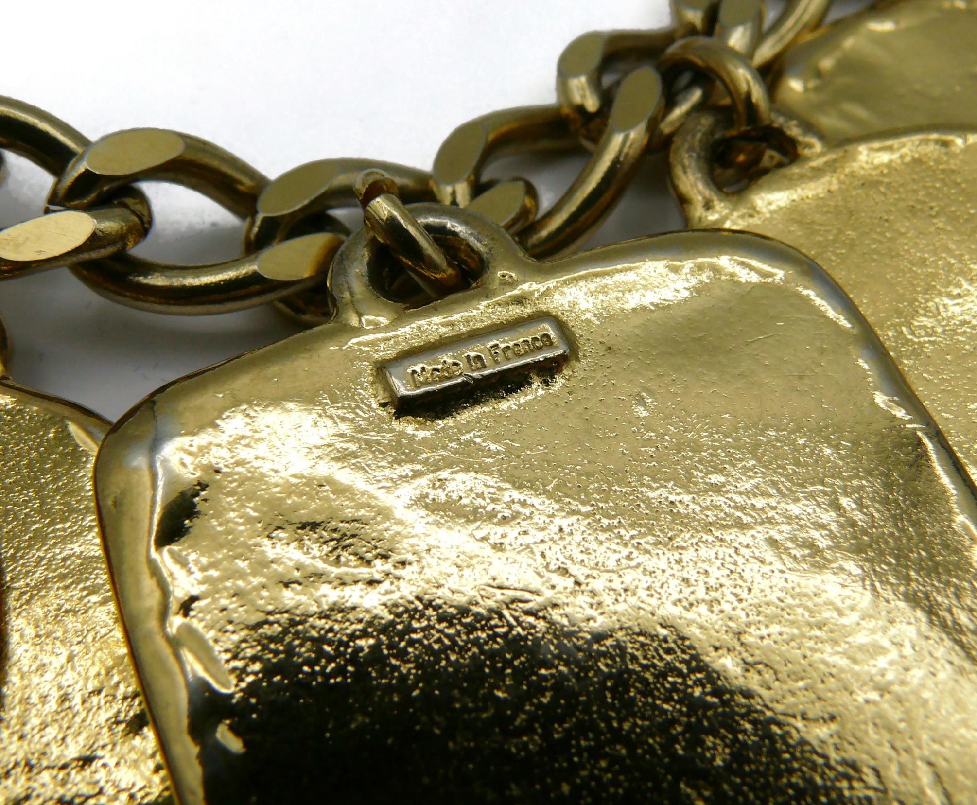 YVES SAINT LAURENT Vintage Iconic Gold Tone Charm Necklace For Sale 10
