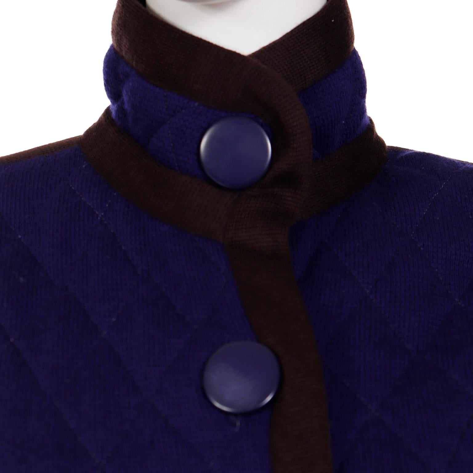 Yves Saint Laurent Vintage Jacket YSL Reversible Blue Plum Purple Quilted Coat 2
