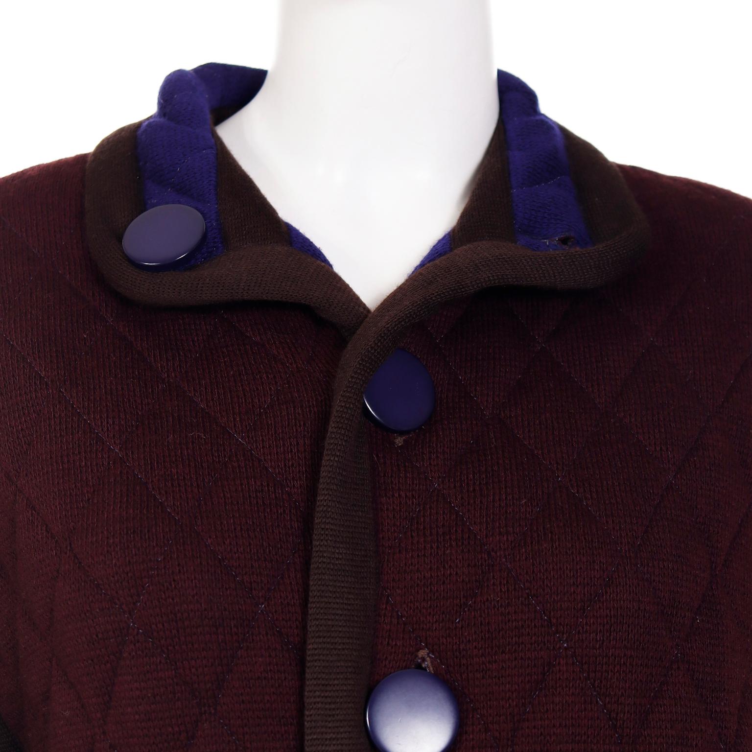 Yves Saint Laurent Vintage Jacket YSL Reversible Blue Plum Purple Quilted Coat 3