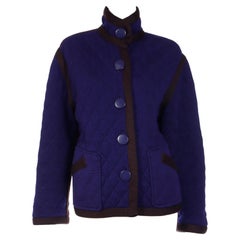 Yves Saint Laurent Vintage Jacket YSL Reversible Blue Plum Purple Quilted Coat