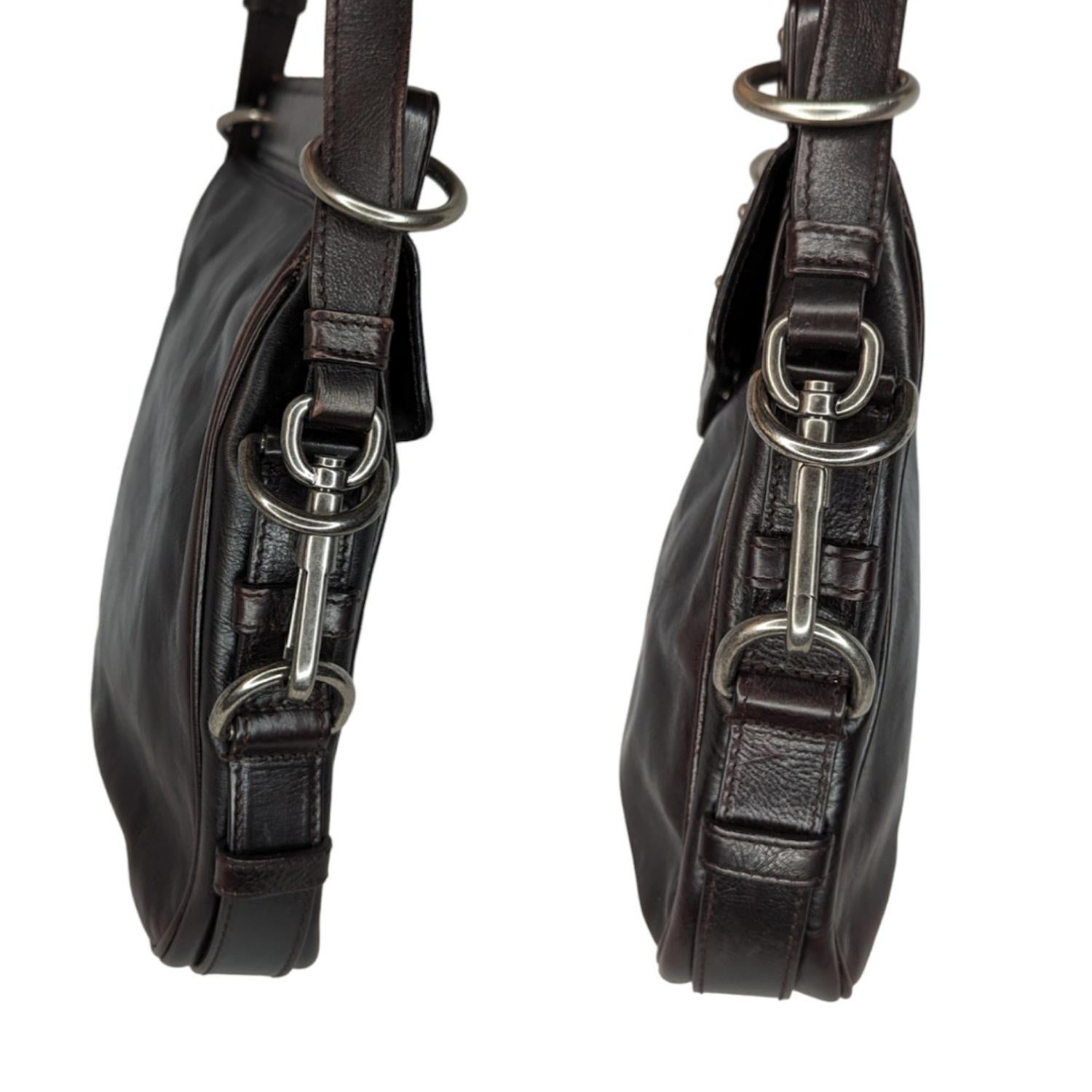 Black YVES Saint Laurent Vintage Leather Horn Handle Shoulder Bag