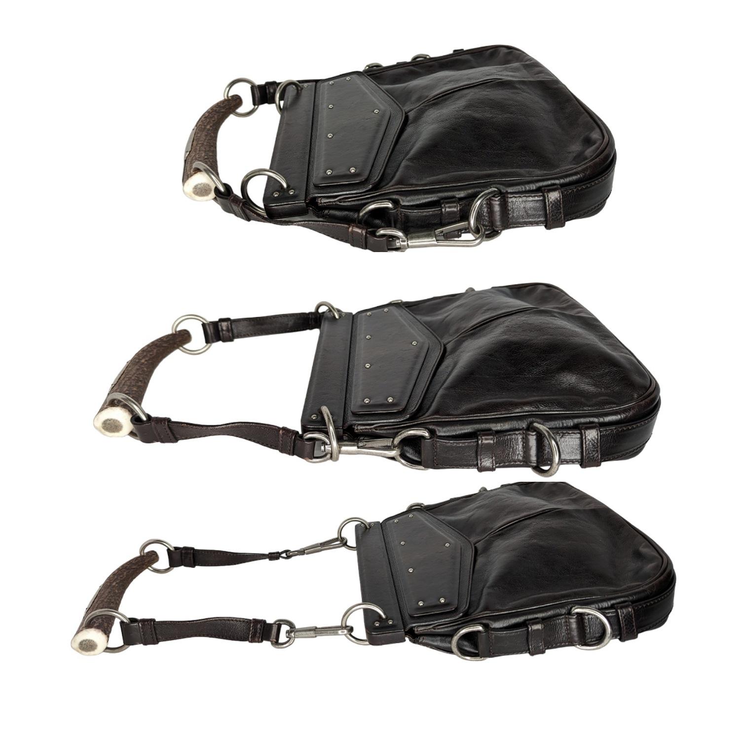 YVES Saint Laurent Vintage Leather Horn Handle Shoulder Bag In Excellent Condition In Scottsdale, AZ