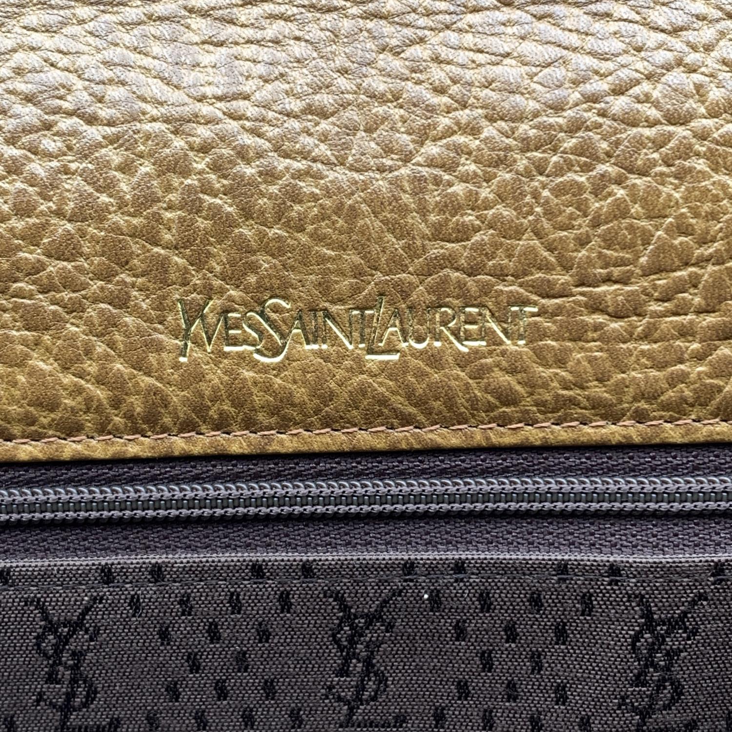 Yves Saint Laurent Vintage Light Brown Leather Clutch Bag Handbag In Excellent Condition In Rome, Rome