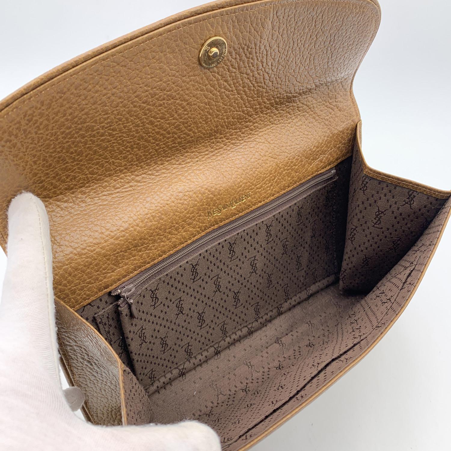 Women's Yves Saint Laurent Vintage Light Brown Leather Clutch Bag Handbag