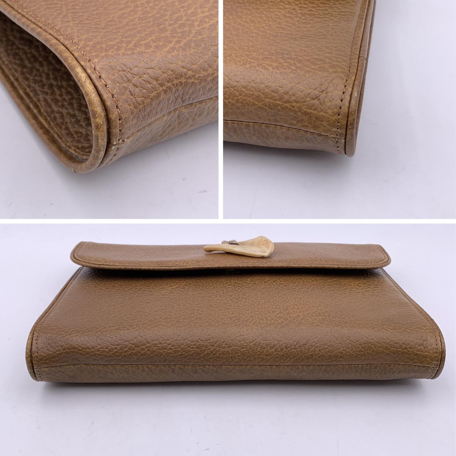 Yves Saint Laurent Vintage Light Brown Leather Clutch Bag Handbag 1