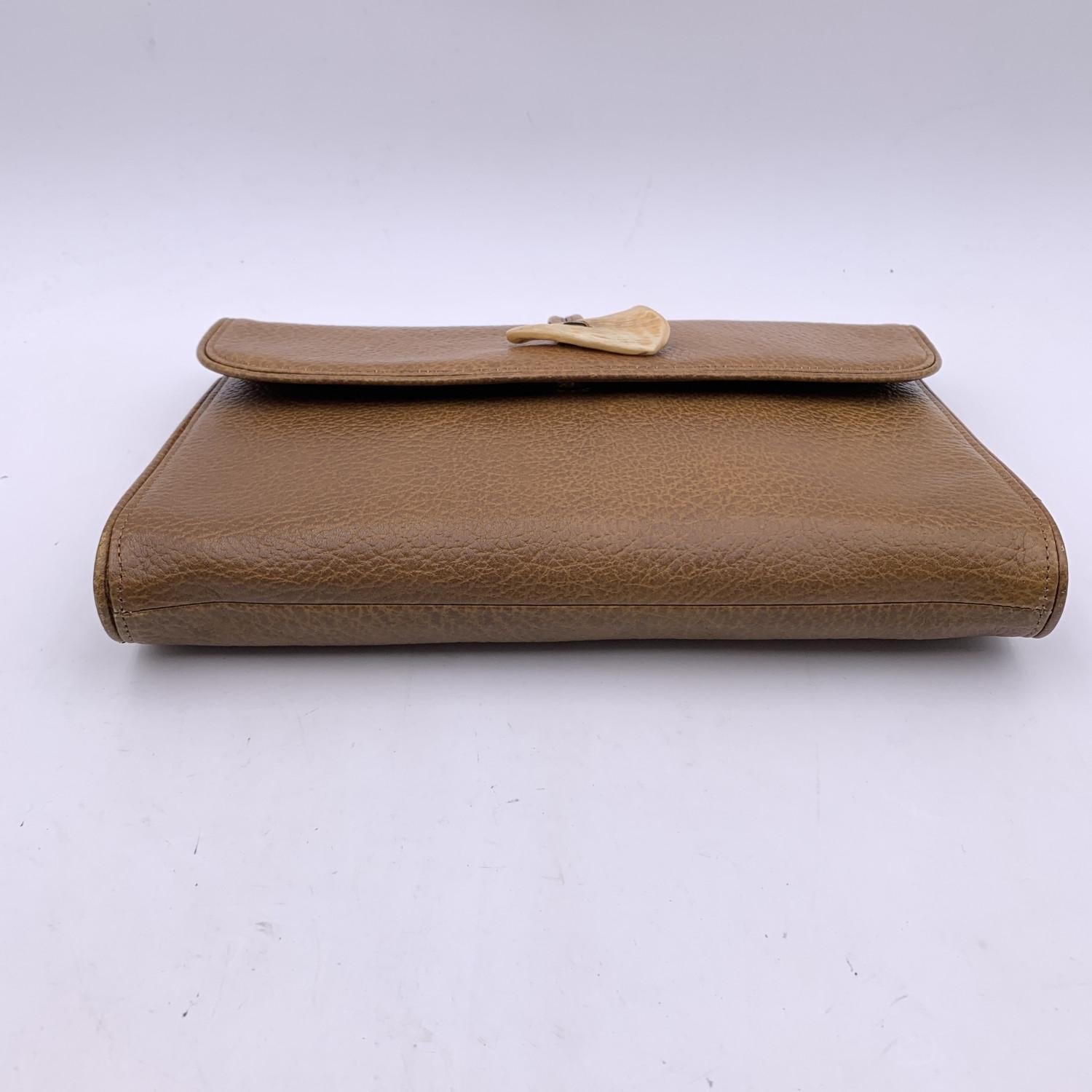 Yves Saint Laurent Vintage Light Brown Leather Clutch Bag Handbag 2