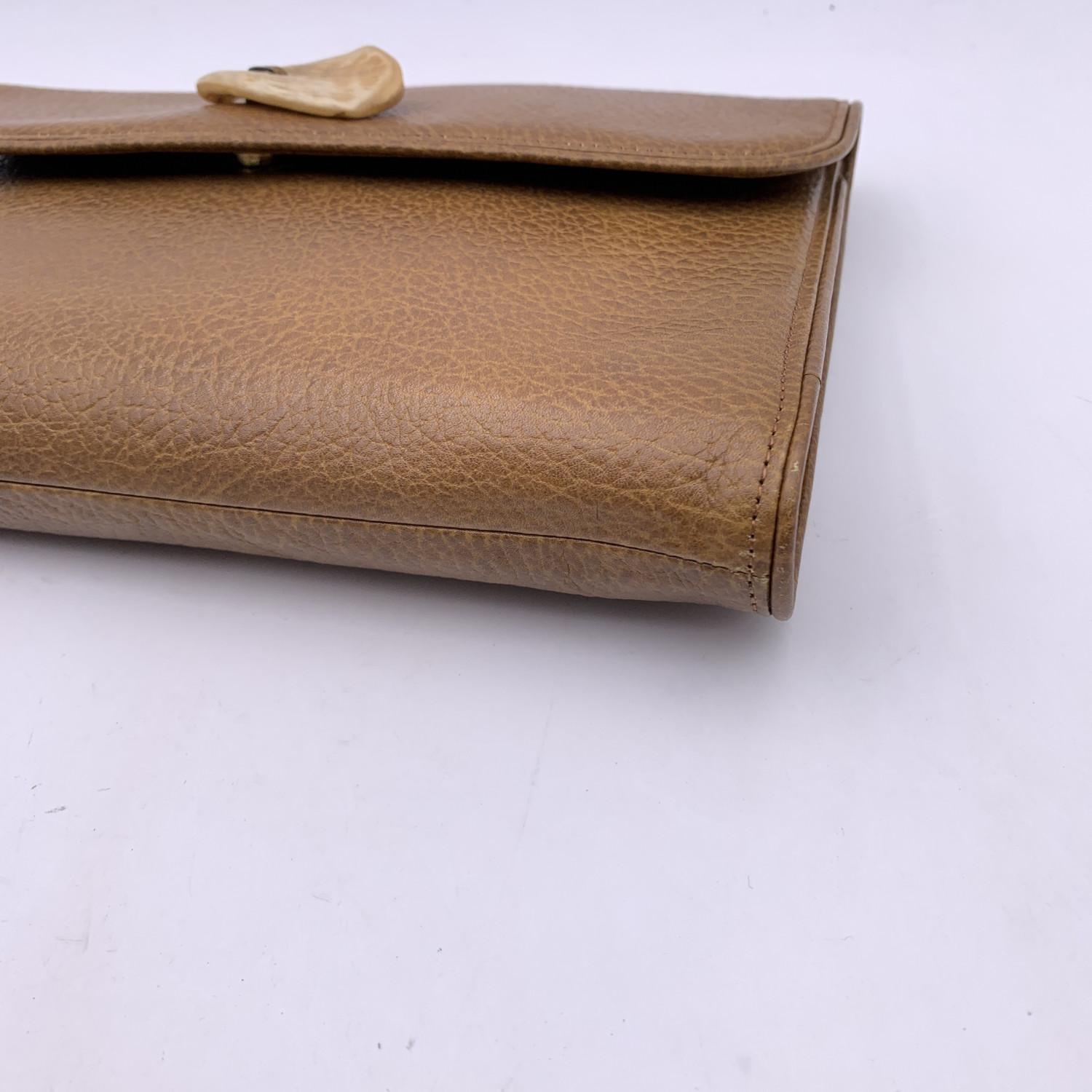 Yves Saint Laurent Vintage Light Brown Leather Clutch Bag Handbag 4
