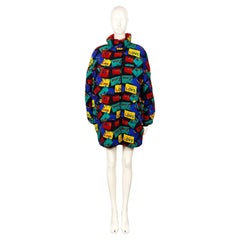 YVES SAINT LAURENT Vintage Love Cards Print Reversible Oversized Coat Size L