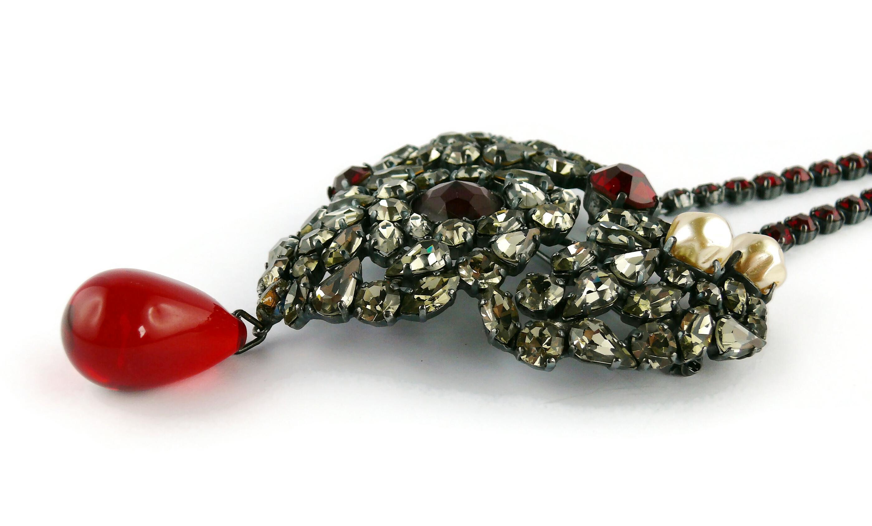 Yves Saint Laurent Vintage Massive Iconic Bejeweled Heart Brooch Necklace 6