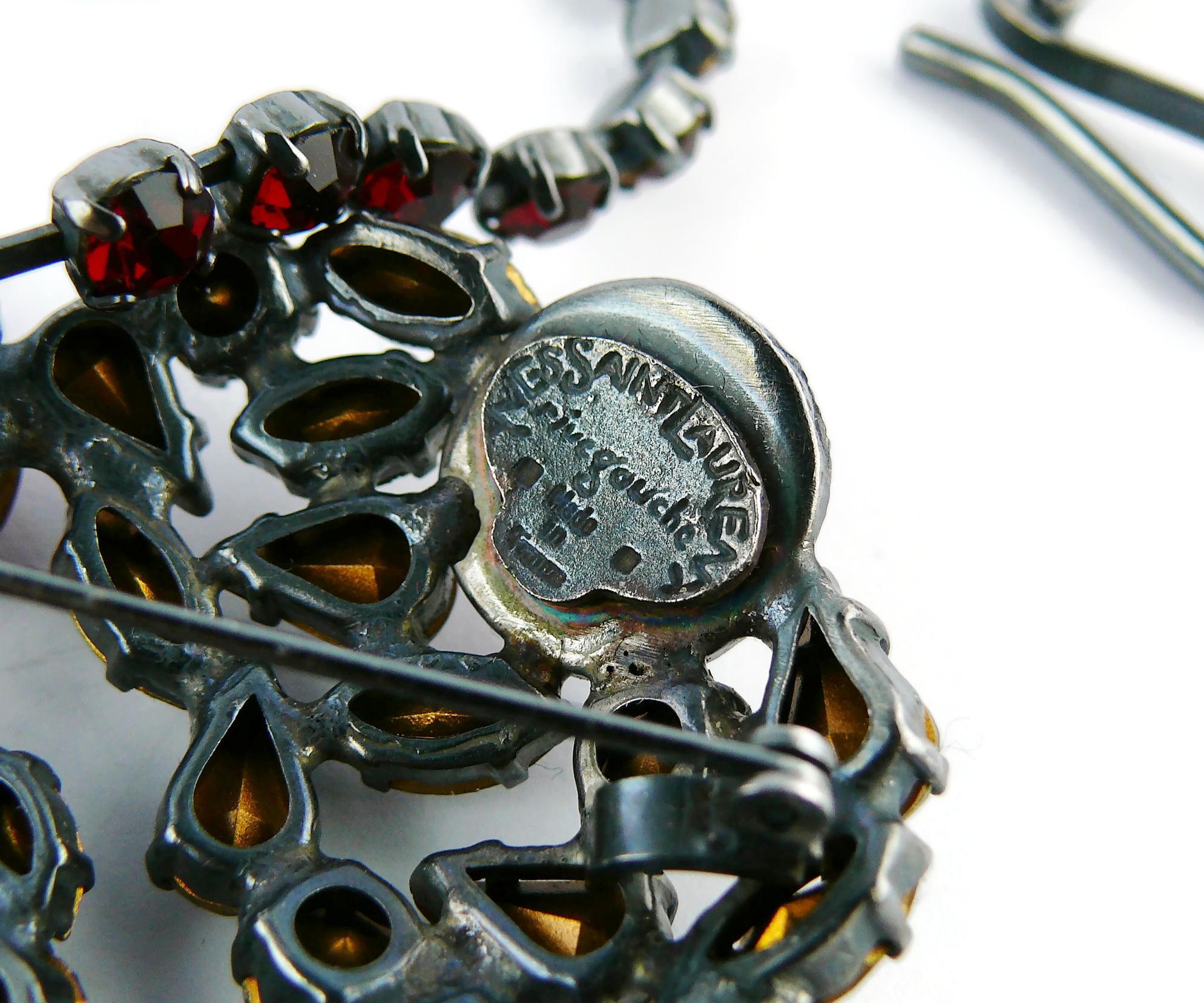 Yves Saint Laurent Vintage Massive Iconic Bejeweled Heart Brooch Necklace 11