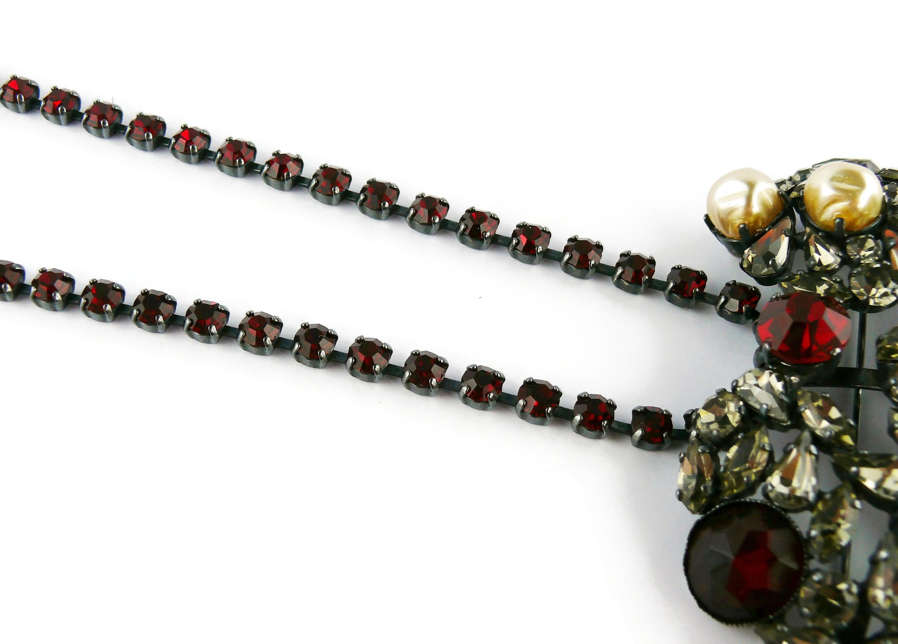 Yves Saint Laurent Vintage Massive Iconic Bejeweled Heart Brooch Necklace 4