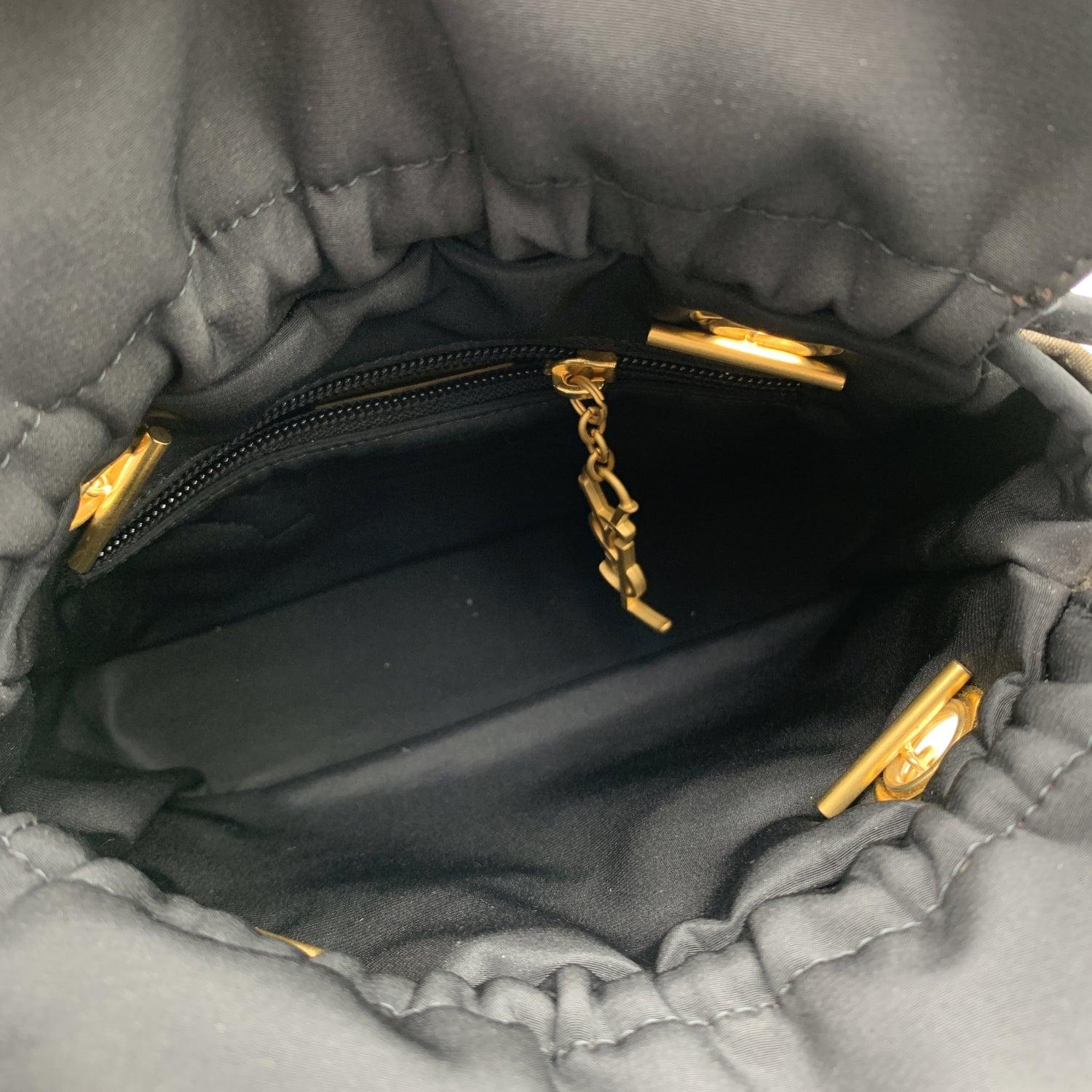 Yves Saint Laurent Vintage Metallic Canvas Drawstring Small Handbag 1