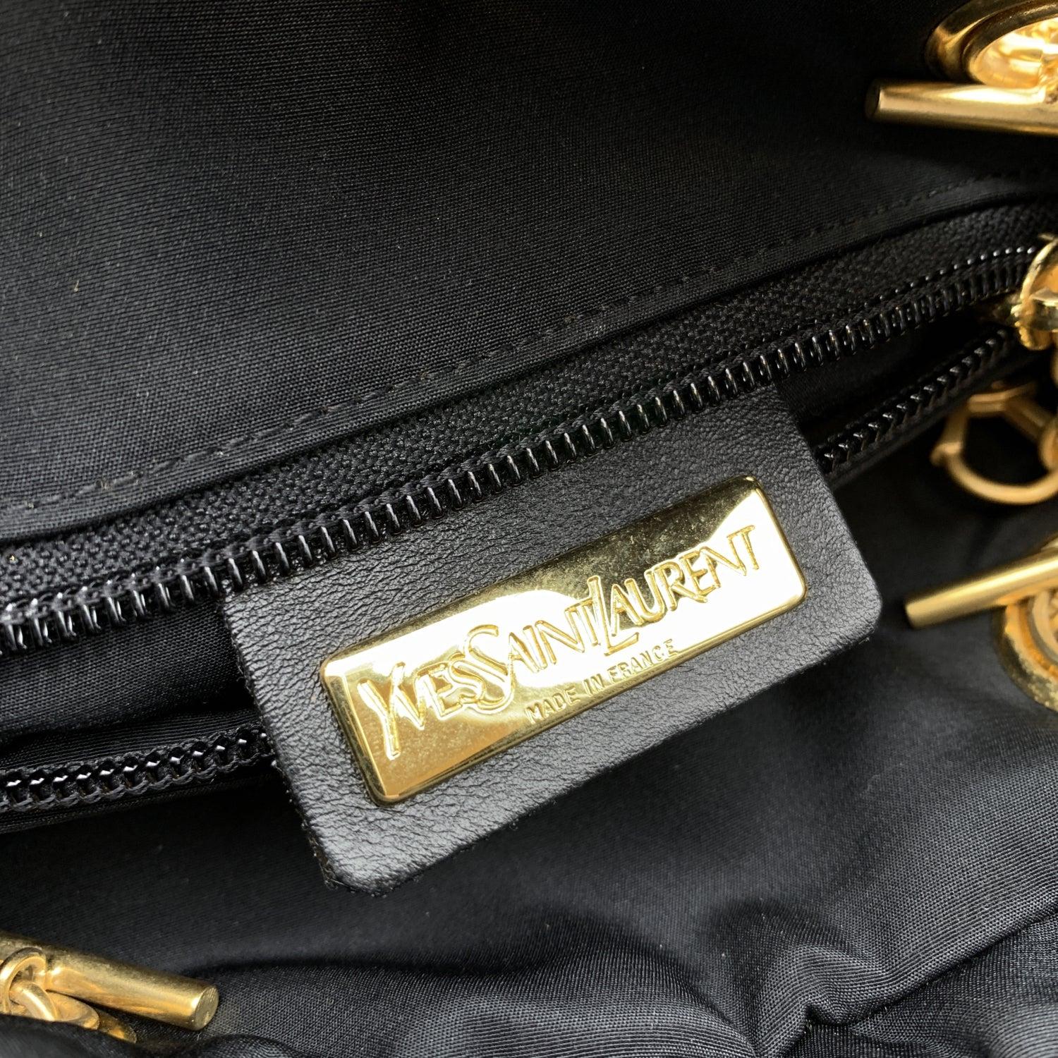 Yves Saint Laurent Vintage Metallic Canvas Drawstring Small Handbag 2